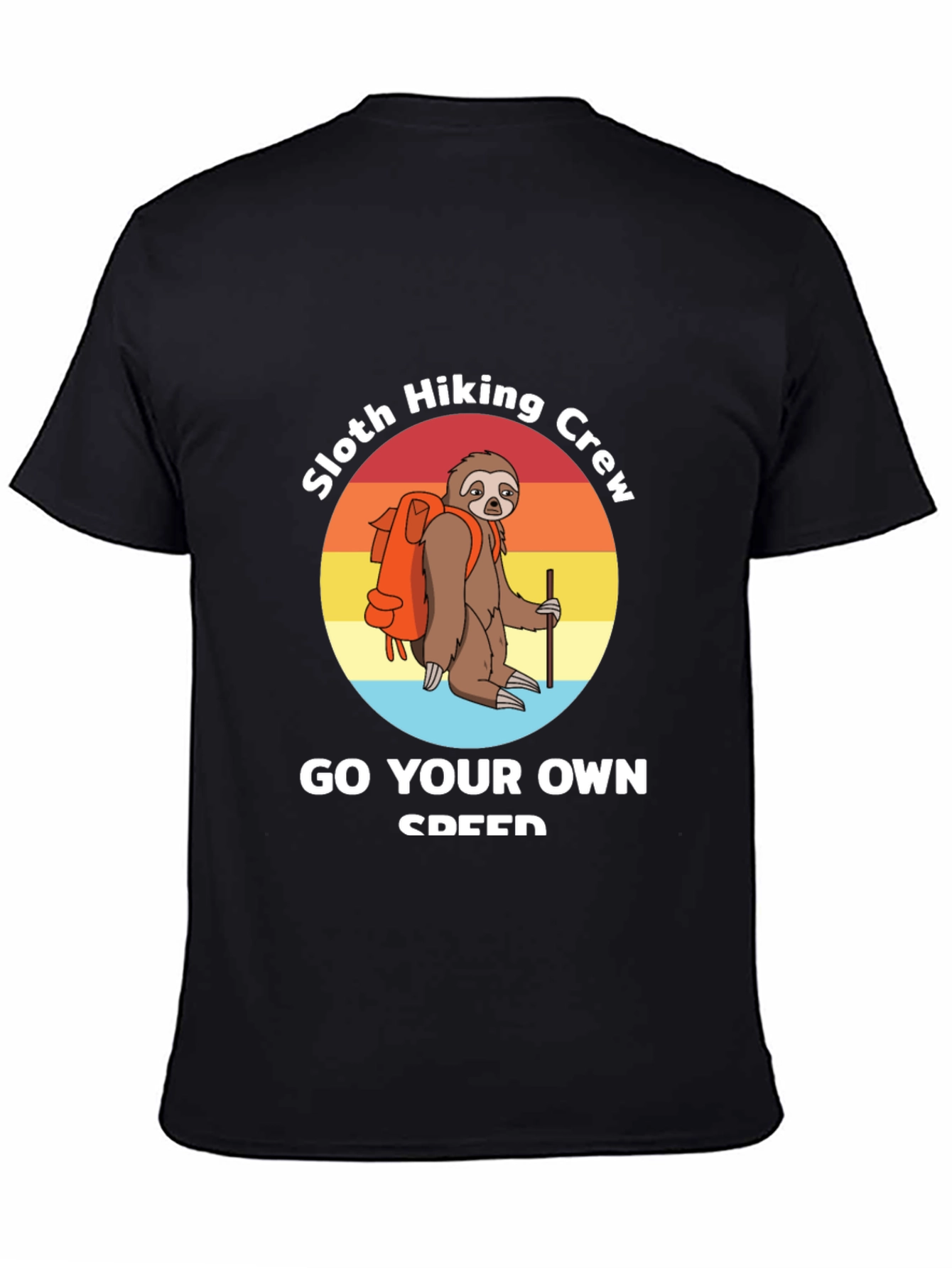 Black Sloth Hiking Crew T-Shirt: Go Your Own Speed! view 4