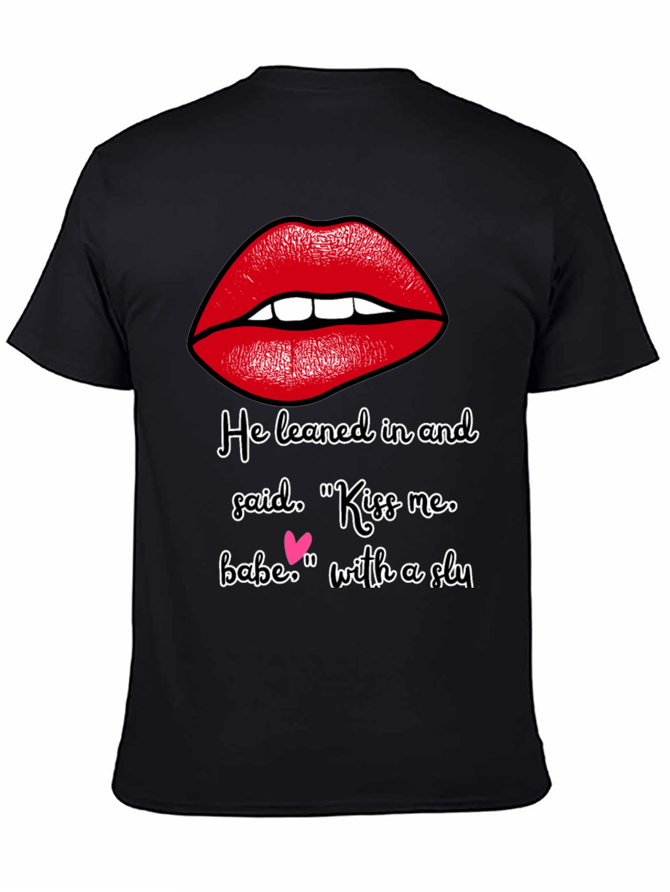 Black Kiss Me Graphic Tee - Soft Cotton Blend view 4