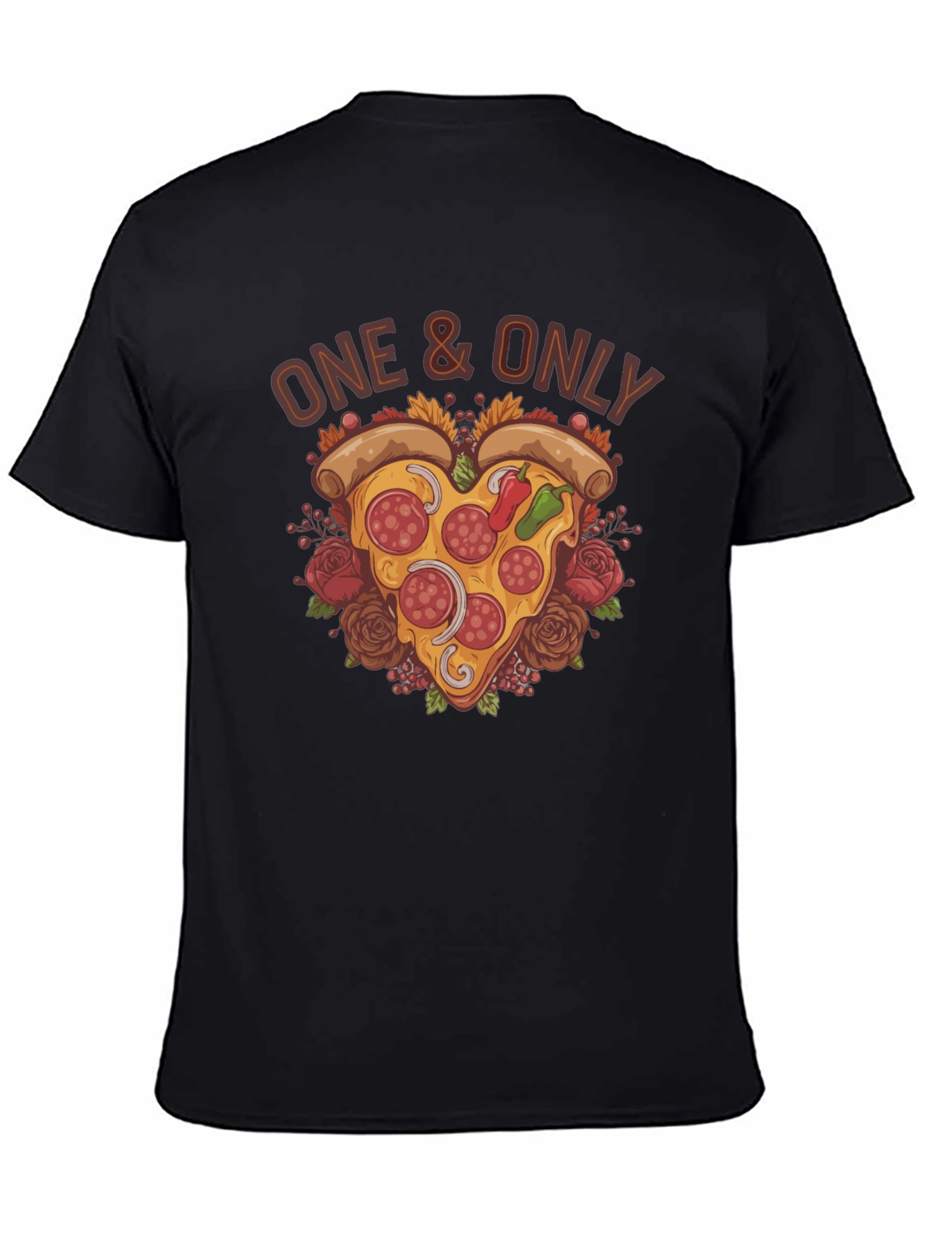 Black One & Only Pizza Heart Graphic T-Shirt view 4