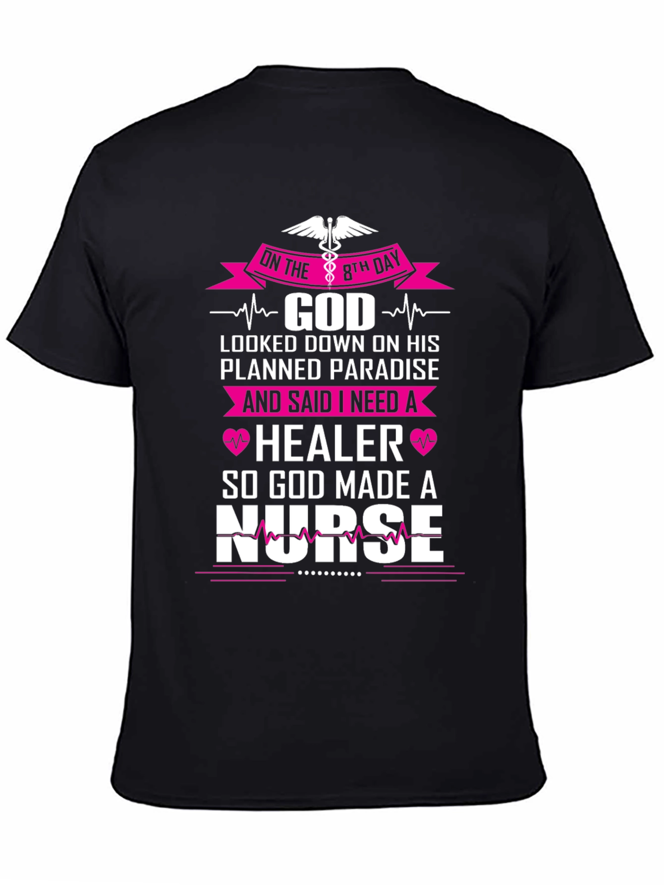 Black Nurse T-Shirt: God Made a Nurse Graphic Tee view 4