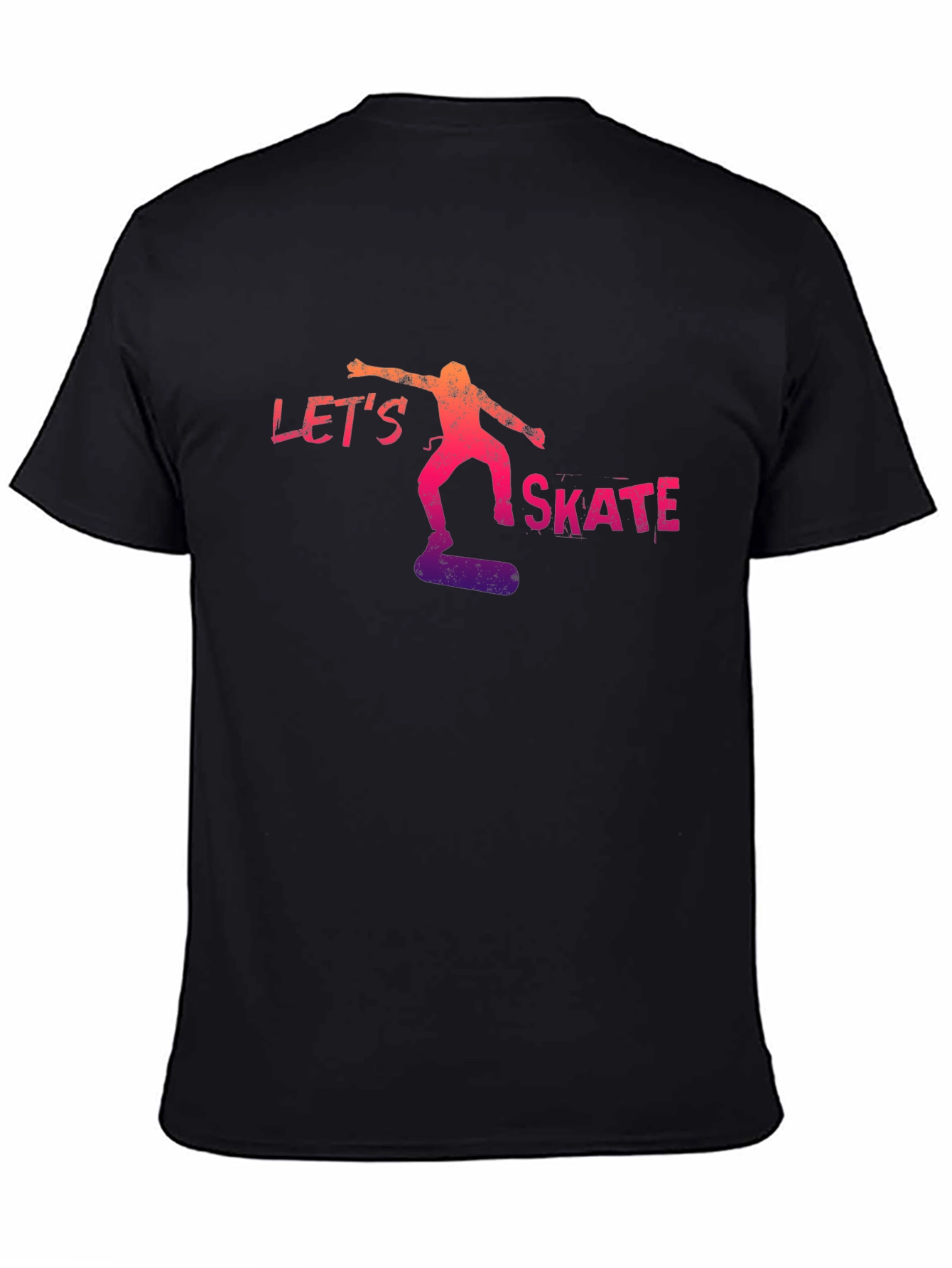 Black Let's Skate T-Shirt - Cool Skater Tee view 4