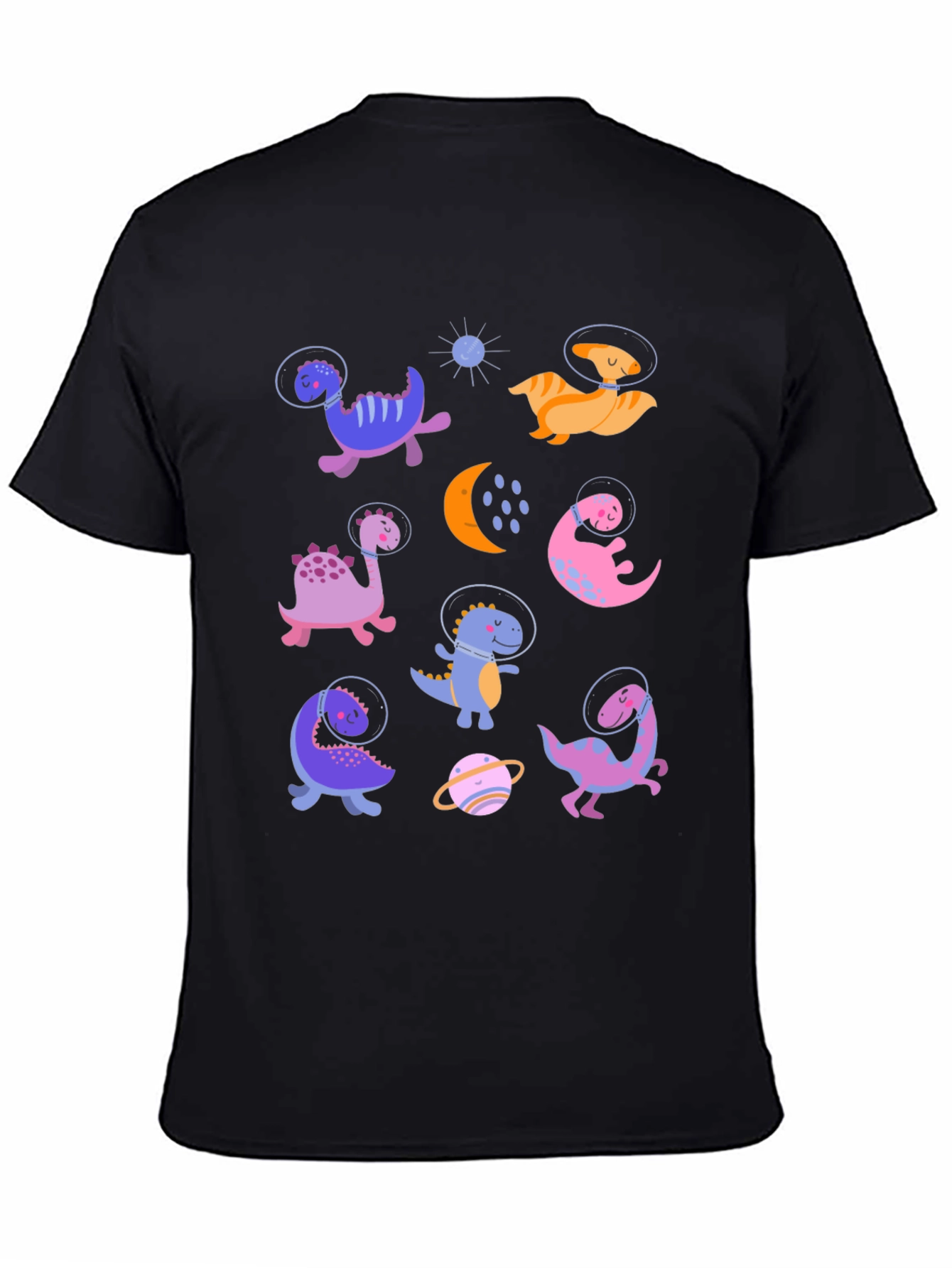 Black Dino Astronauts Graphic Tee - Black view 4