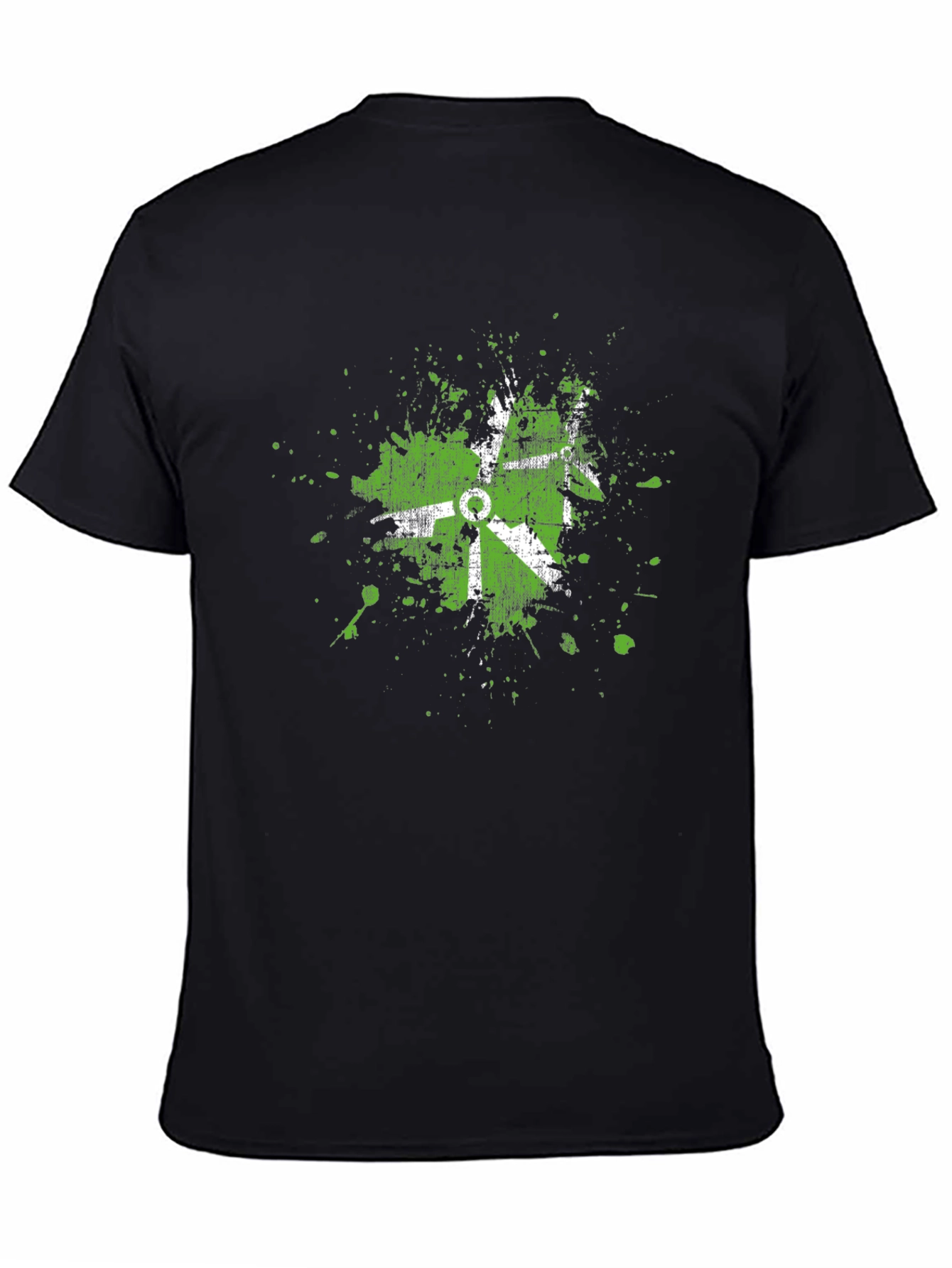 Black Grunge Green Graphic Print Crew Neck T-Shirt view 4