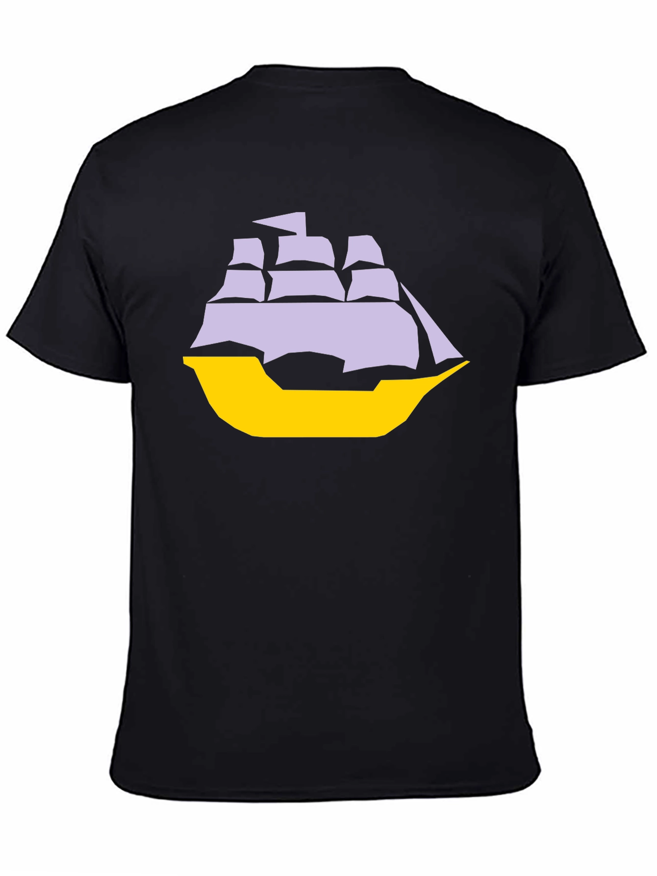 Black Sailboat Graphic Tee - Black Cotton Blend T-Shirt view 4