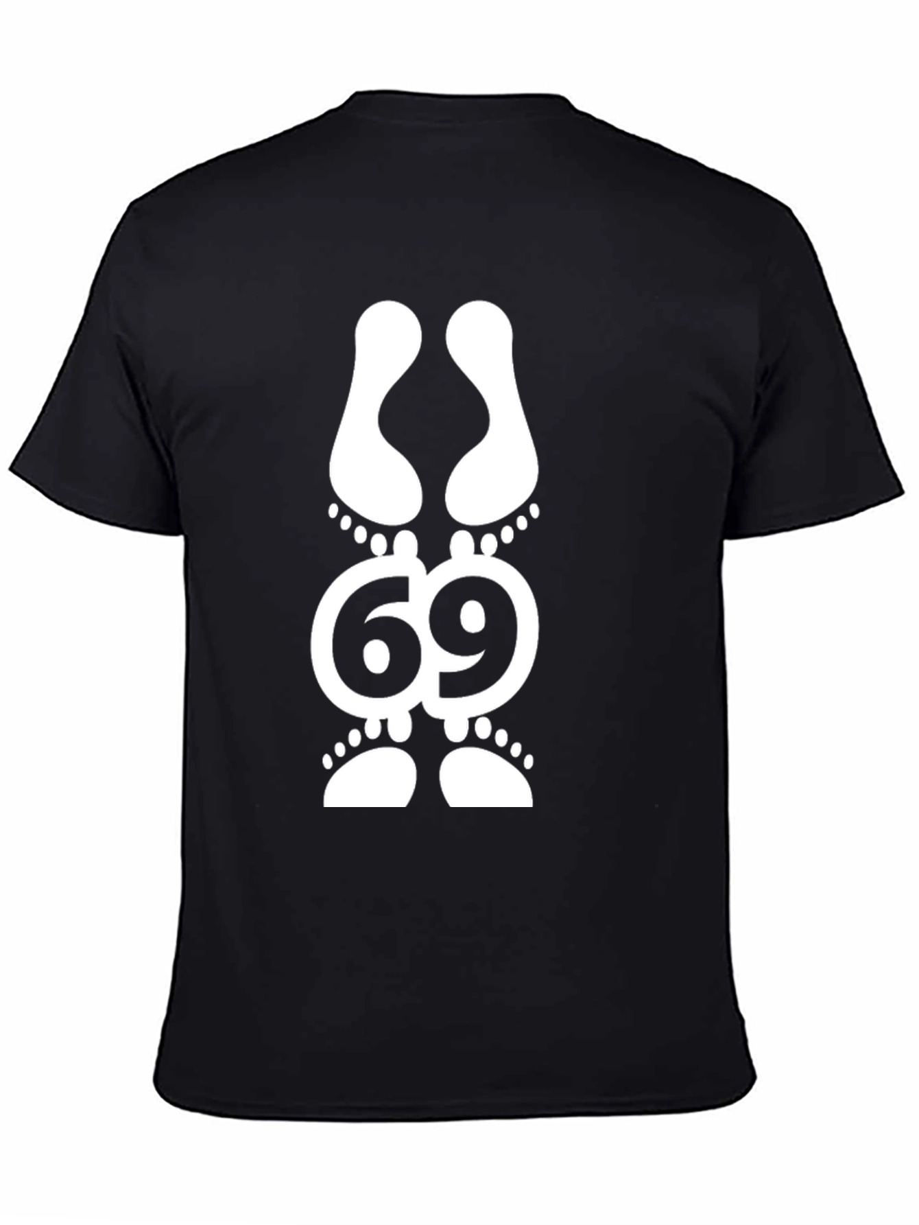 Black Funny 69 Footprint Graphic T-Shirt view 4