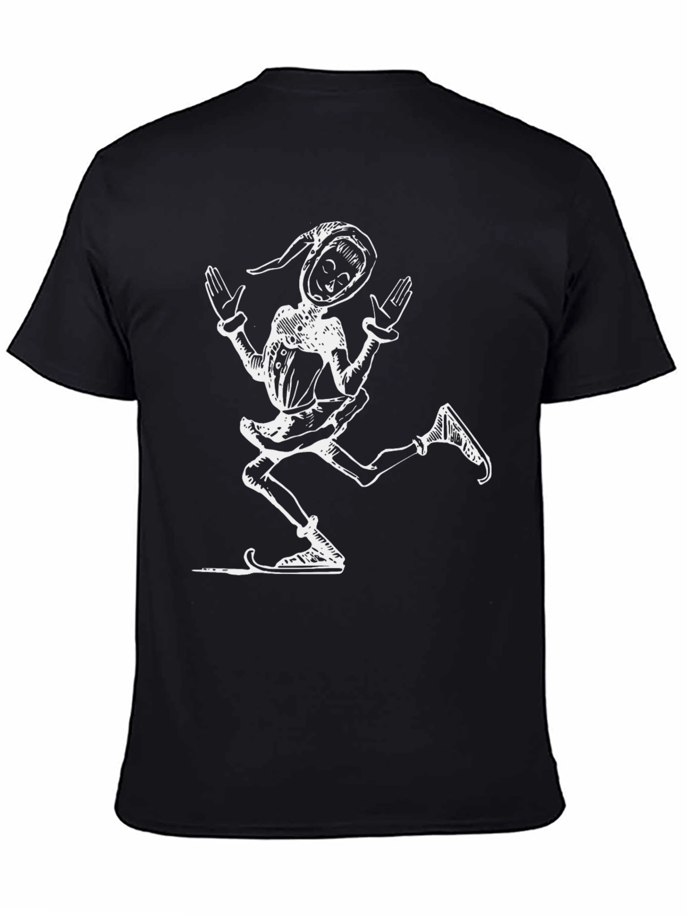 Black Retro Jester Graphic Tee - Black Cotton T-Shirt view 4