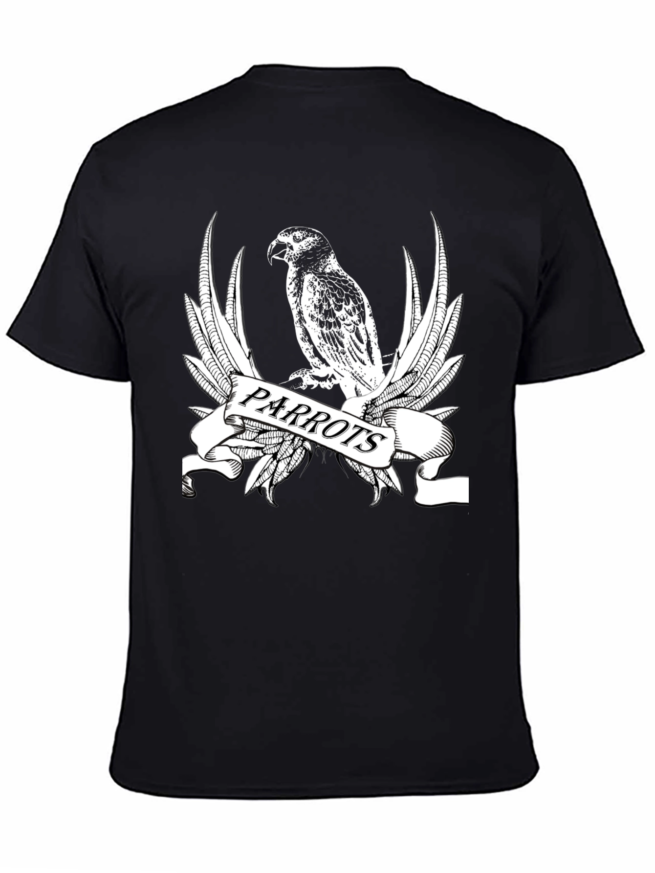 Black Parrot Graphic Print Crew Neck T-Shirt view 4