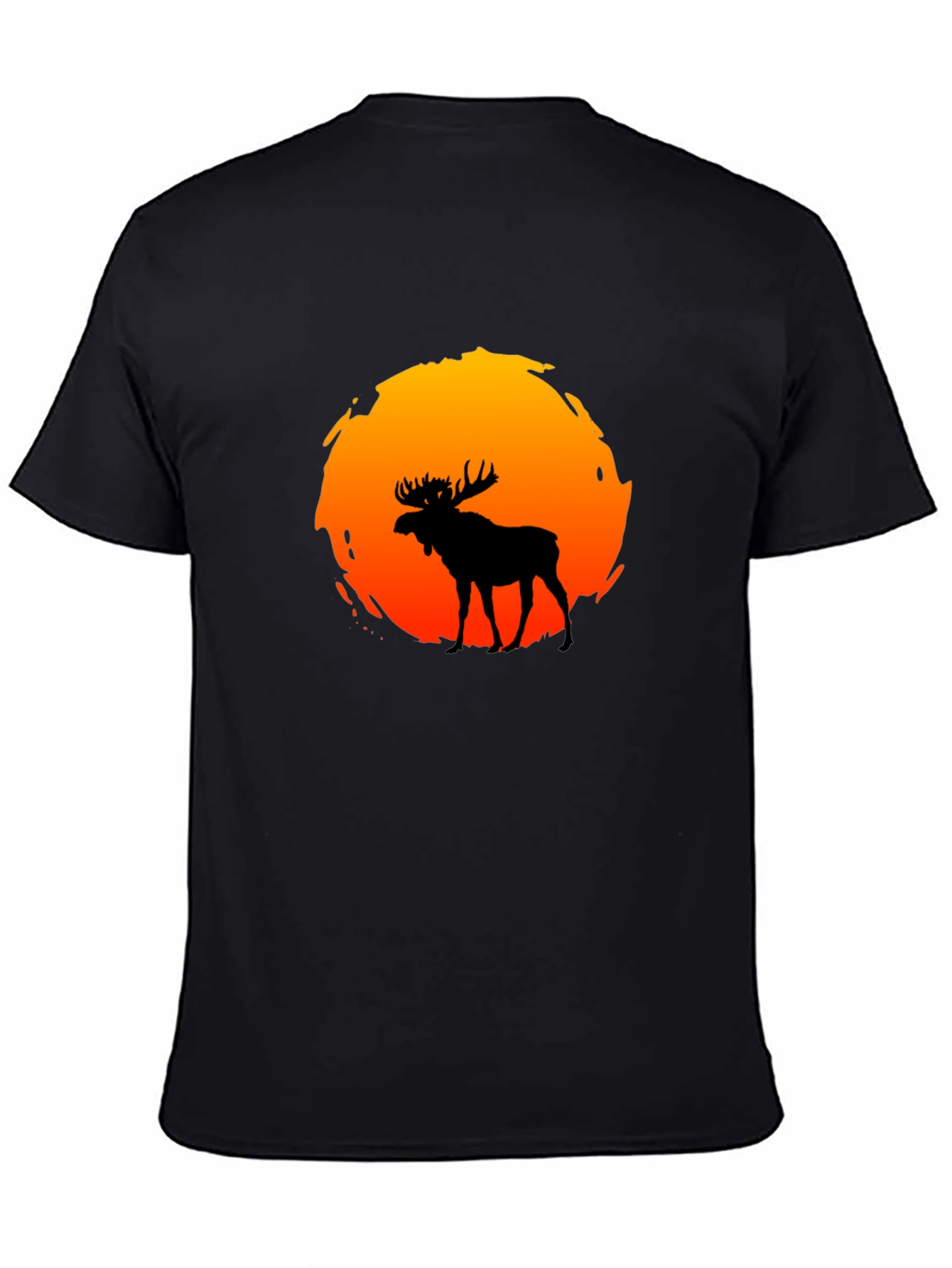 Black Moose Silhouette Sunset Graphic T-Shirt view 4