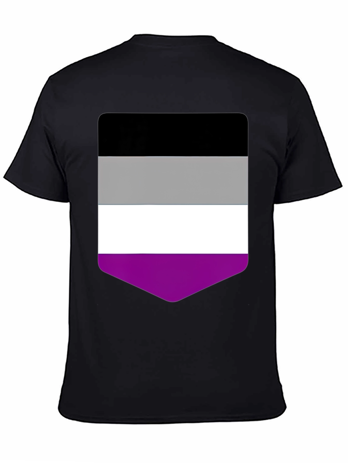 Black Asexual Pride Flag T-Shirt - Black Crew Neck Tee view 4