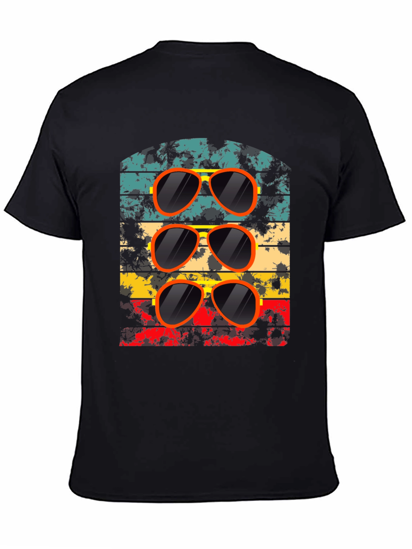 Black Retro Sunglasses T-Shirt - Cool Vintage Design view 4