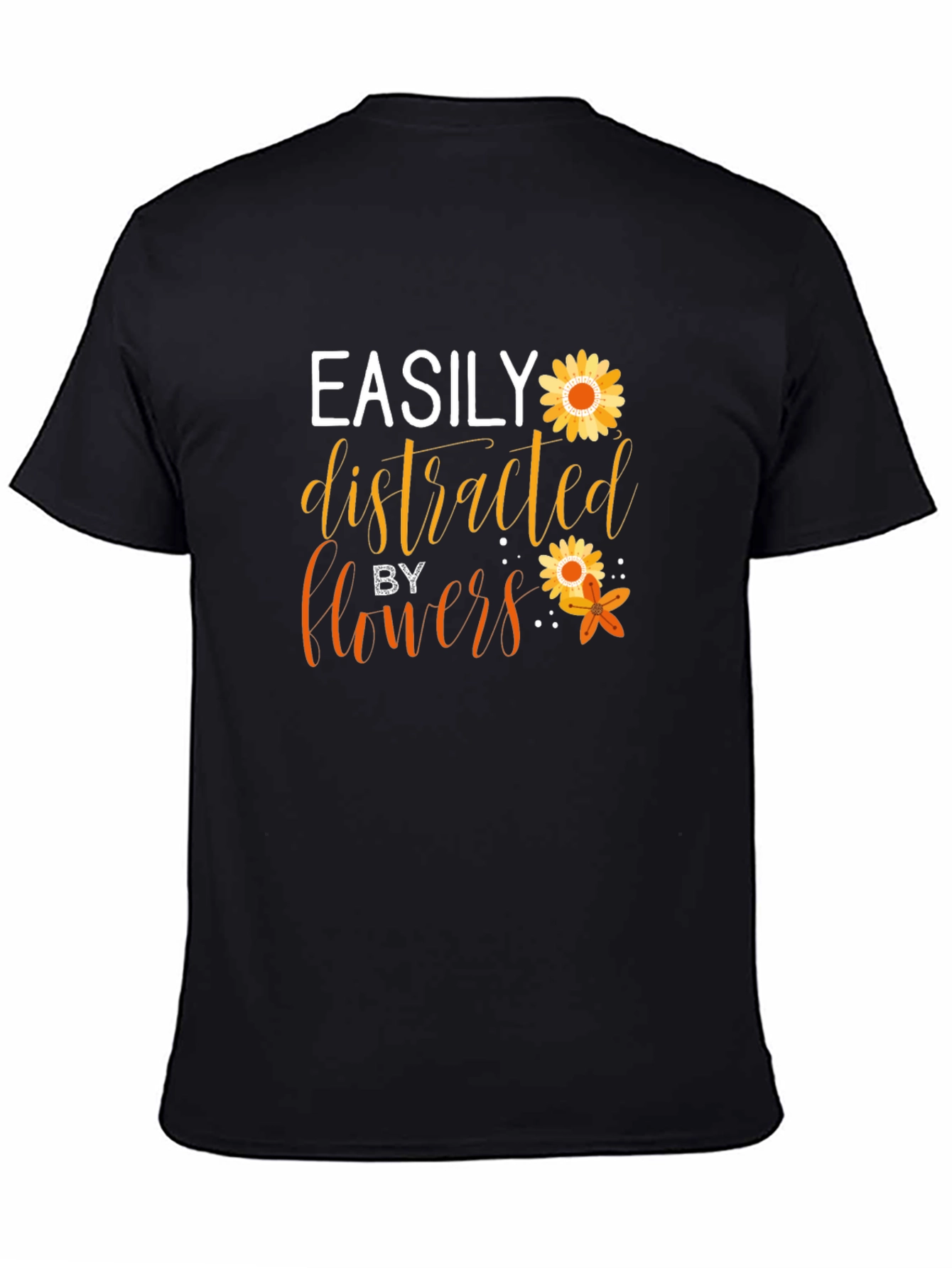 Black Easily Distracted By Flowers Graphic Tee view 4