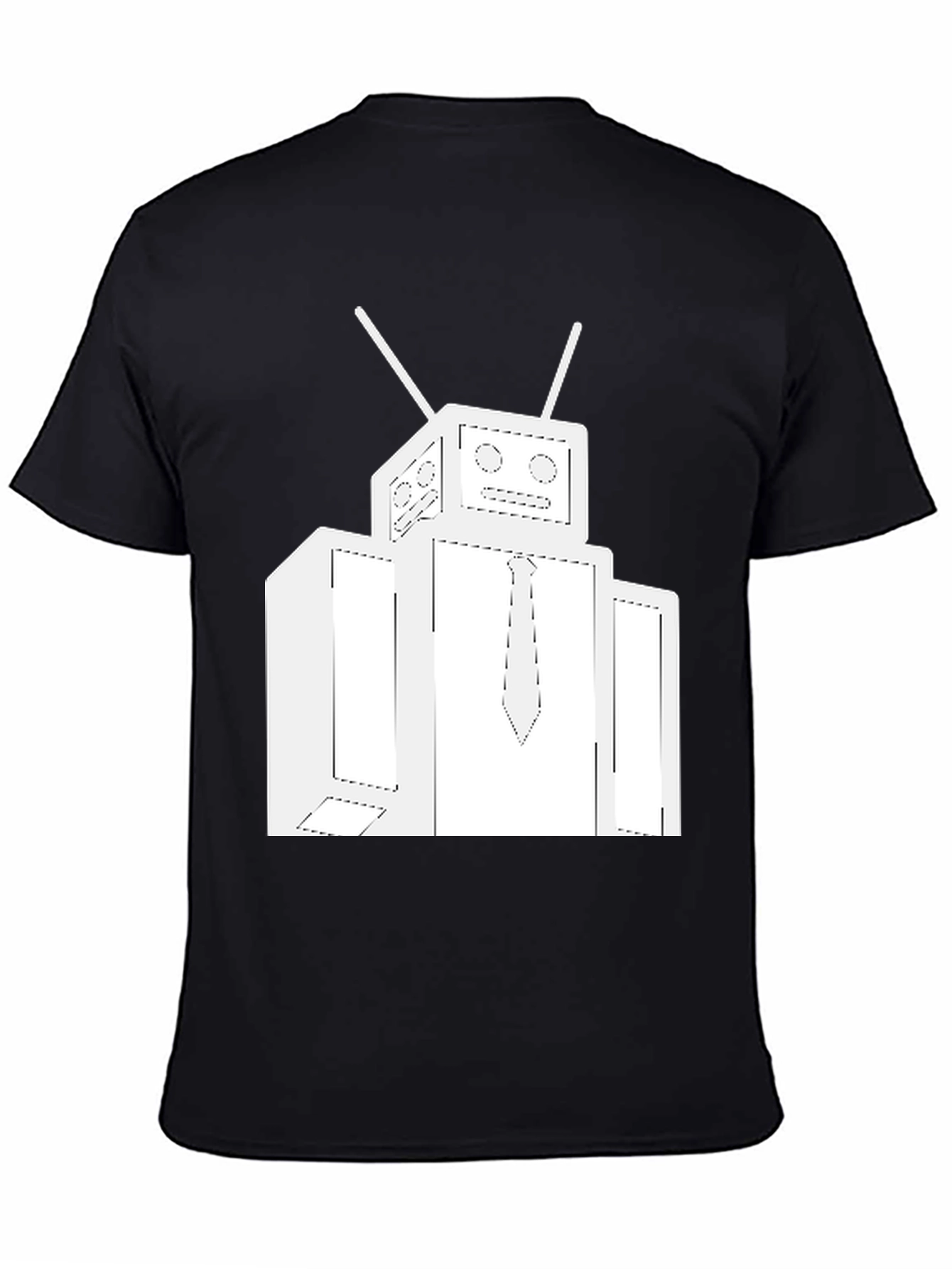Black Robot Graphic Tee - Black Cotton Crew Neck Shirt view 4