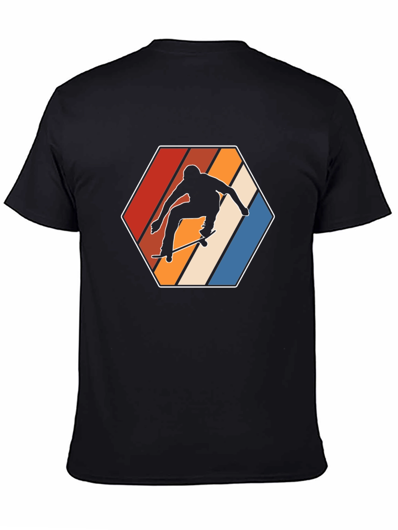 Black Retro Skateboarder Graphic T-Shirt view 4