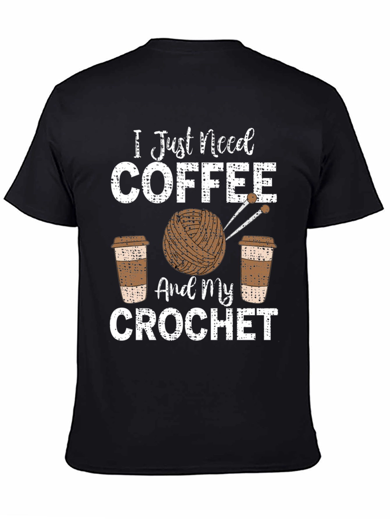 Black Coffee and Crochet T-Shirt - Hobby Lover's Tee view 4
