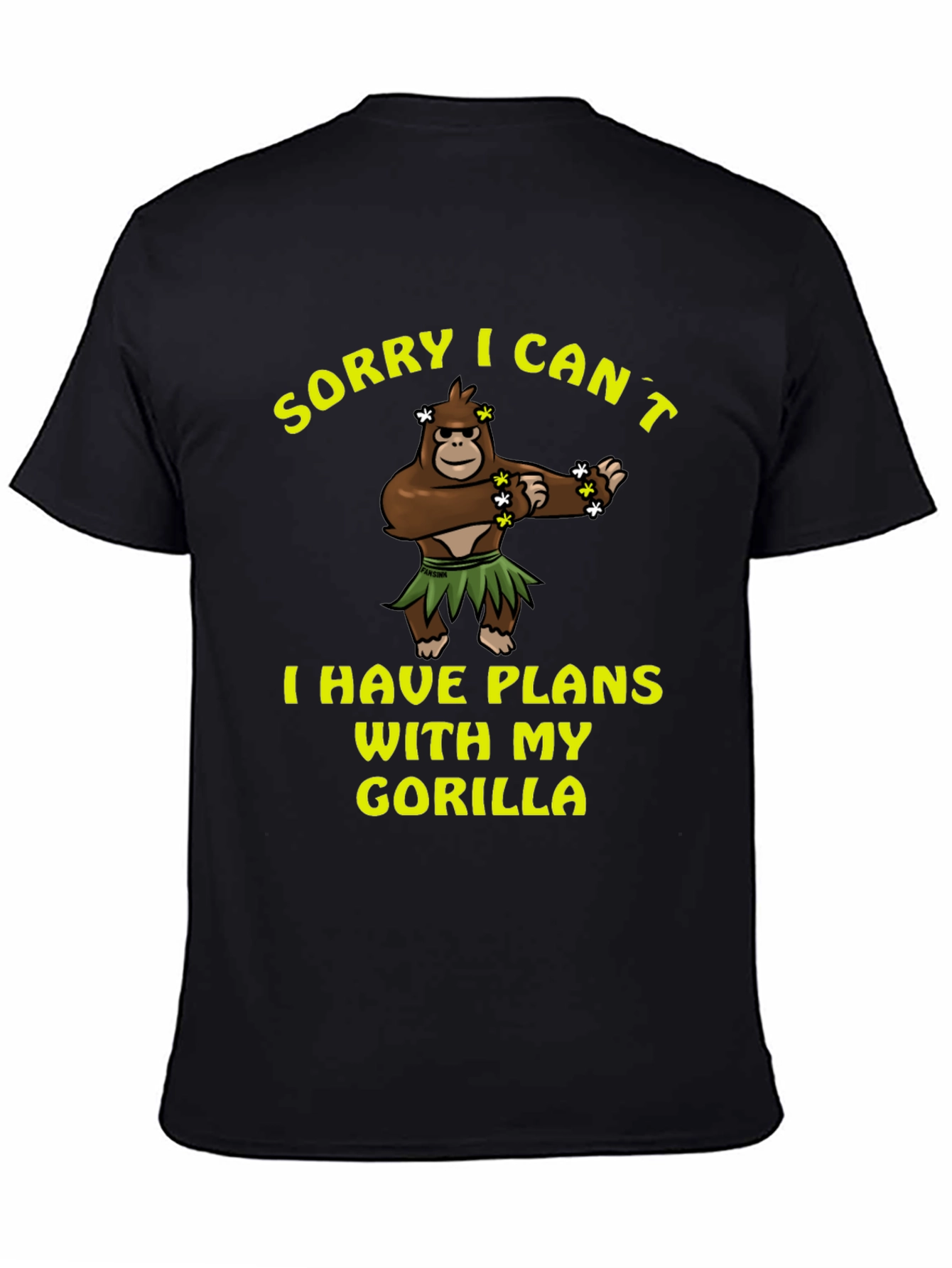 Black Sorry I Can't, Gorilla T-Shirt view 4