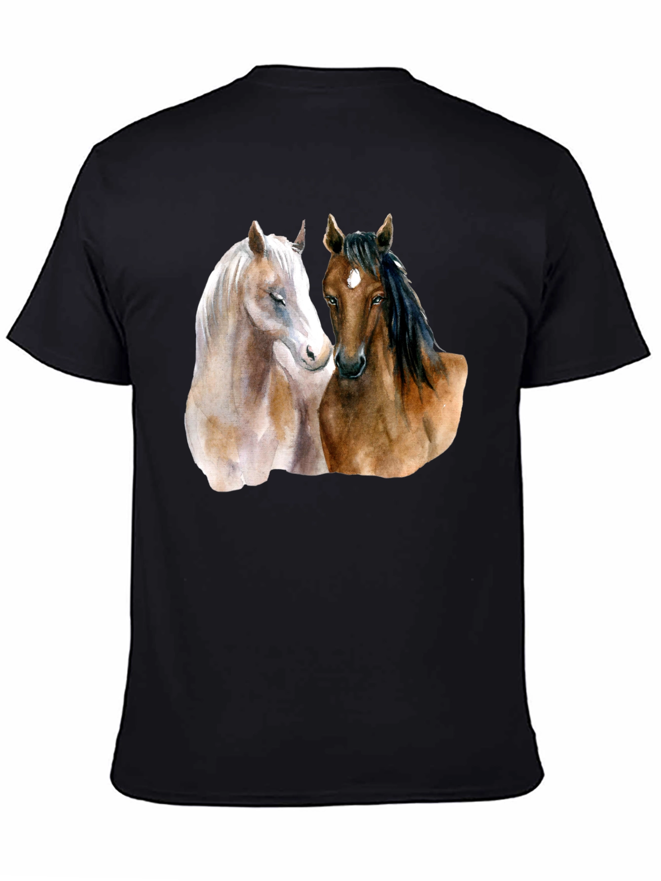 Black Horse Lover's T-Shirt: Artistic Equestrian Design view 4