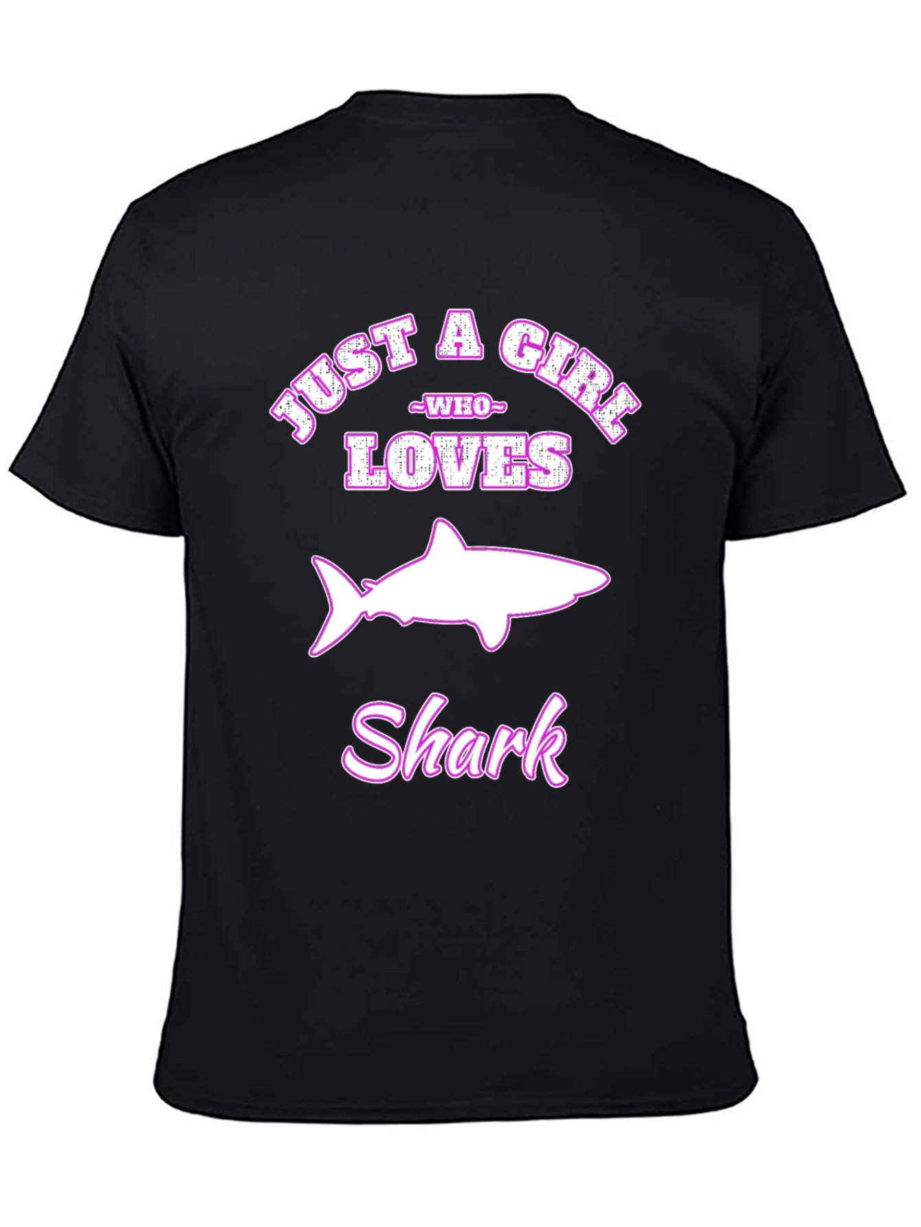 Black Just a Girl Who Loves Sharks T-Shirt view 4