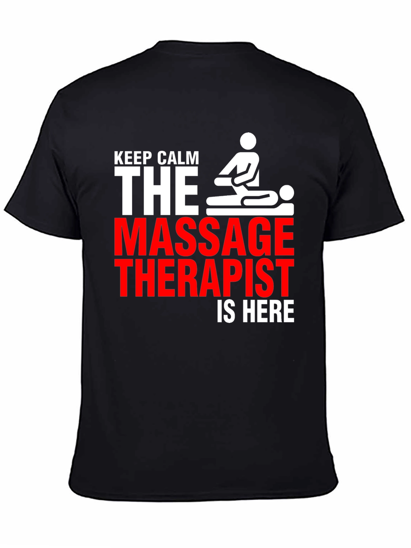 Black Keep Calm Massage Therapist T-Shirt view 4
