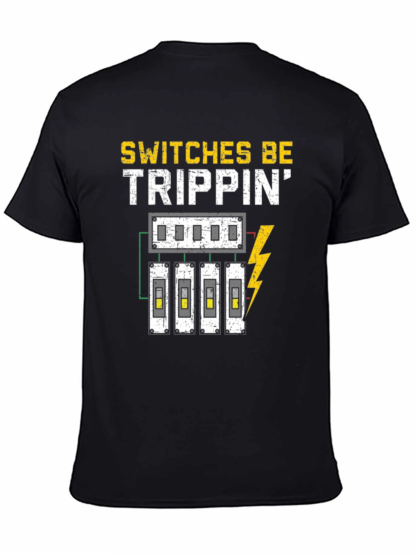 Black Switches Be Trippin' Funny Electrician T-Shirt view 4