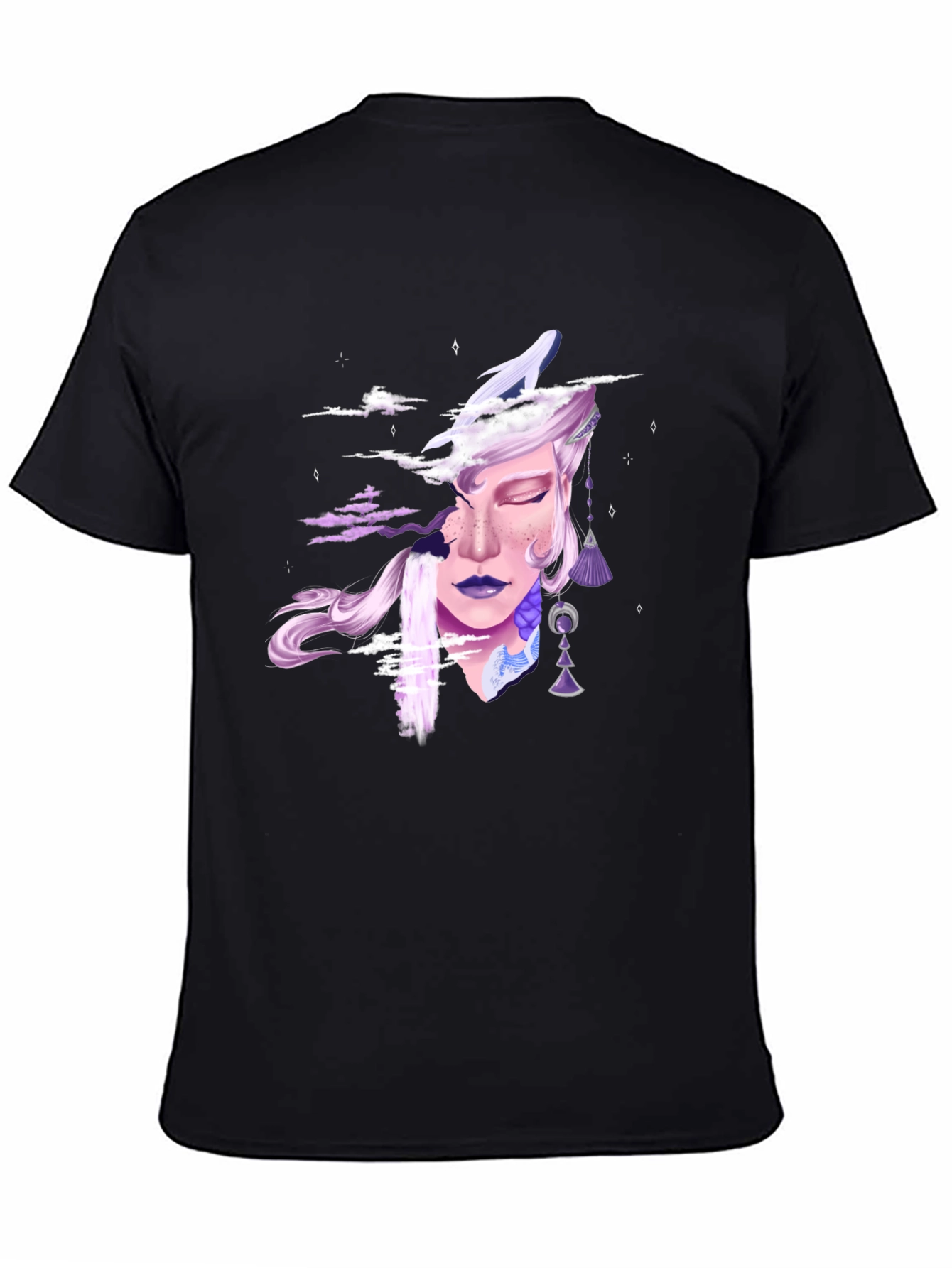 Black Fantasy Dreamscape Graphic Tee - Unisex Black T-Shirt view 4