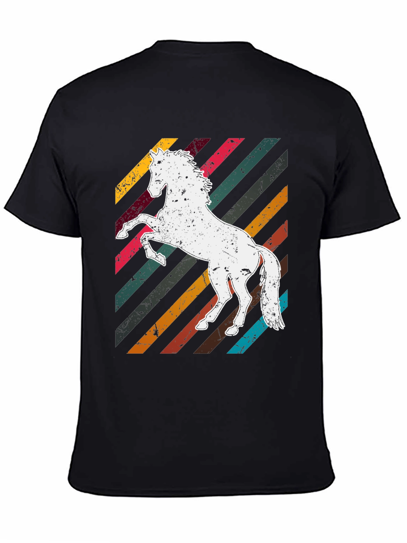 Black Retro Horse Graphic Tee - Men's Black T-Shirt view 4