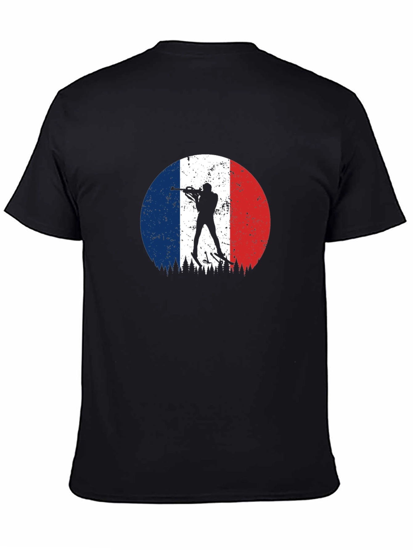 Black Biathlon France Flag Black T-Shirt view 4
