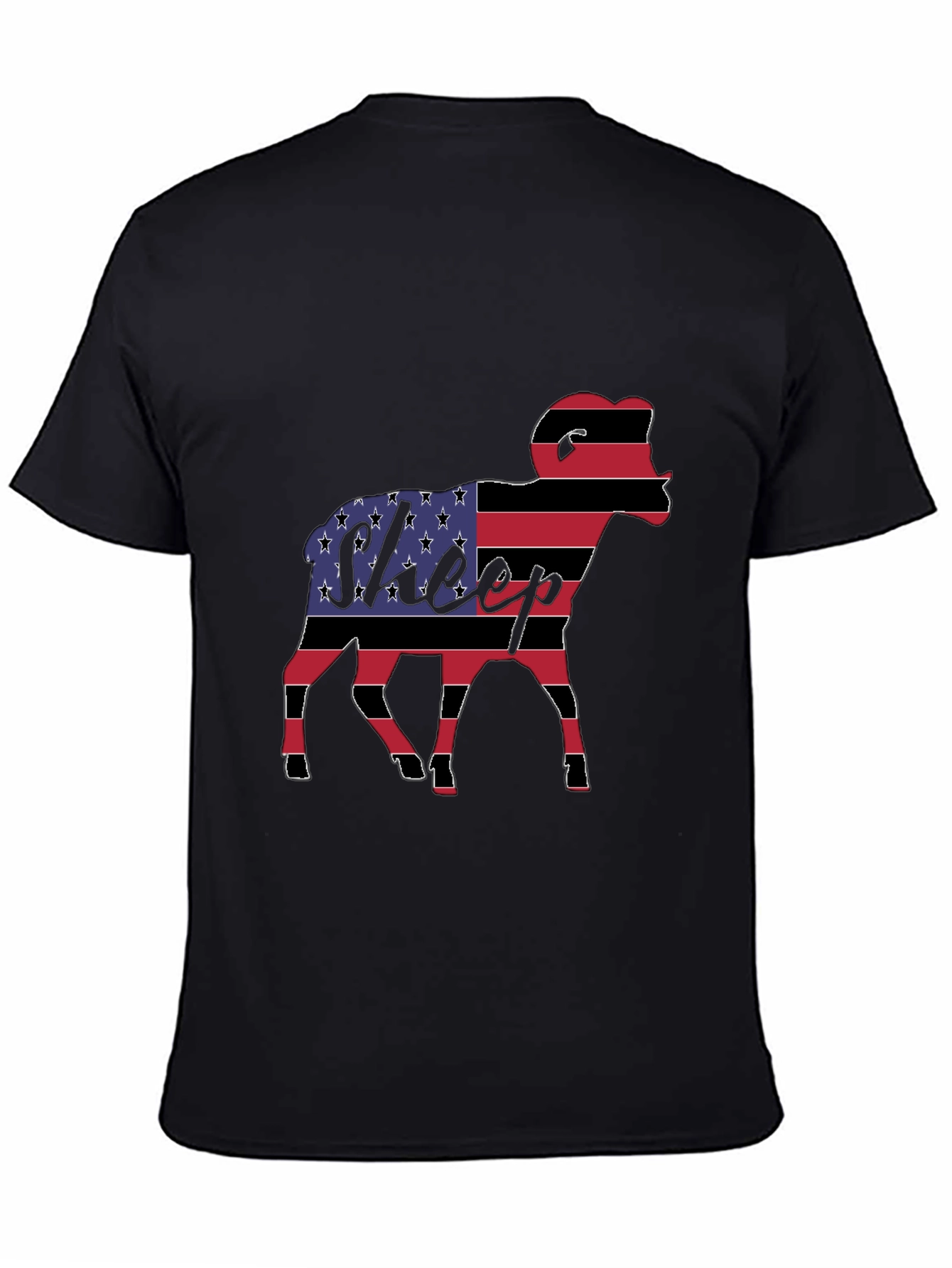 Black American Flag Sheep Graphic Tee view 4