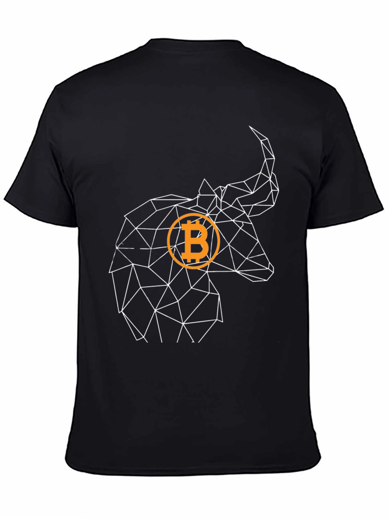 Black Bitcoin Bull Geometric Black T-Shirt view 4