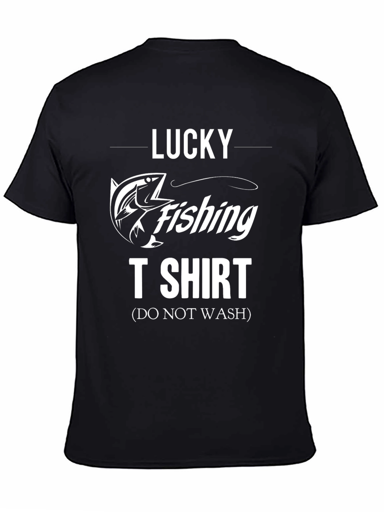 Black Lucky Fishing T-Shirt - Novelty Graphic Tee view 4
