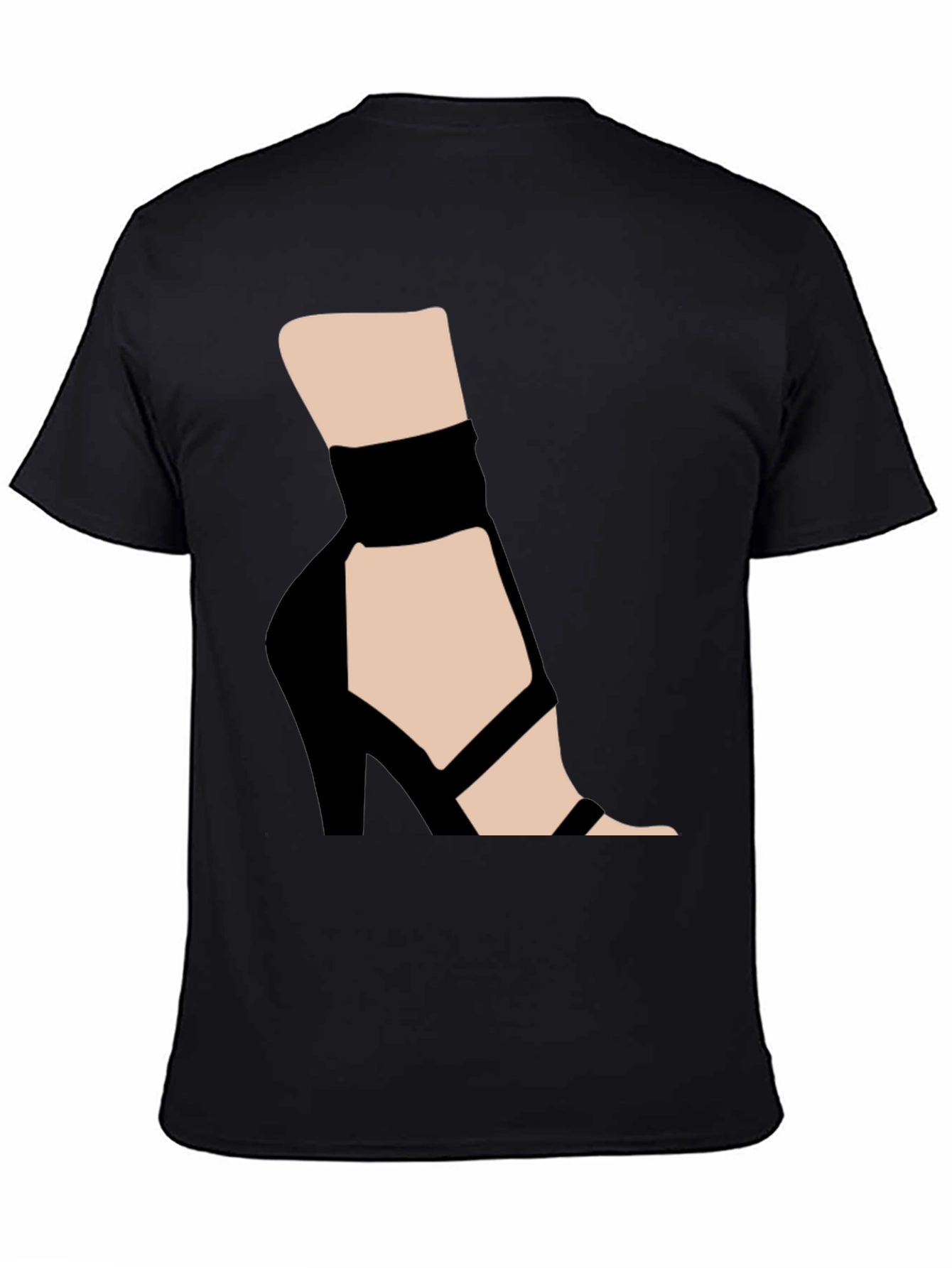 Black Graphic Tee: High Heel Shoe Art view 4