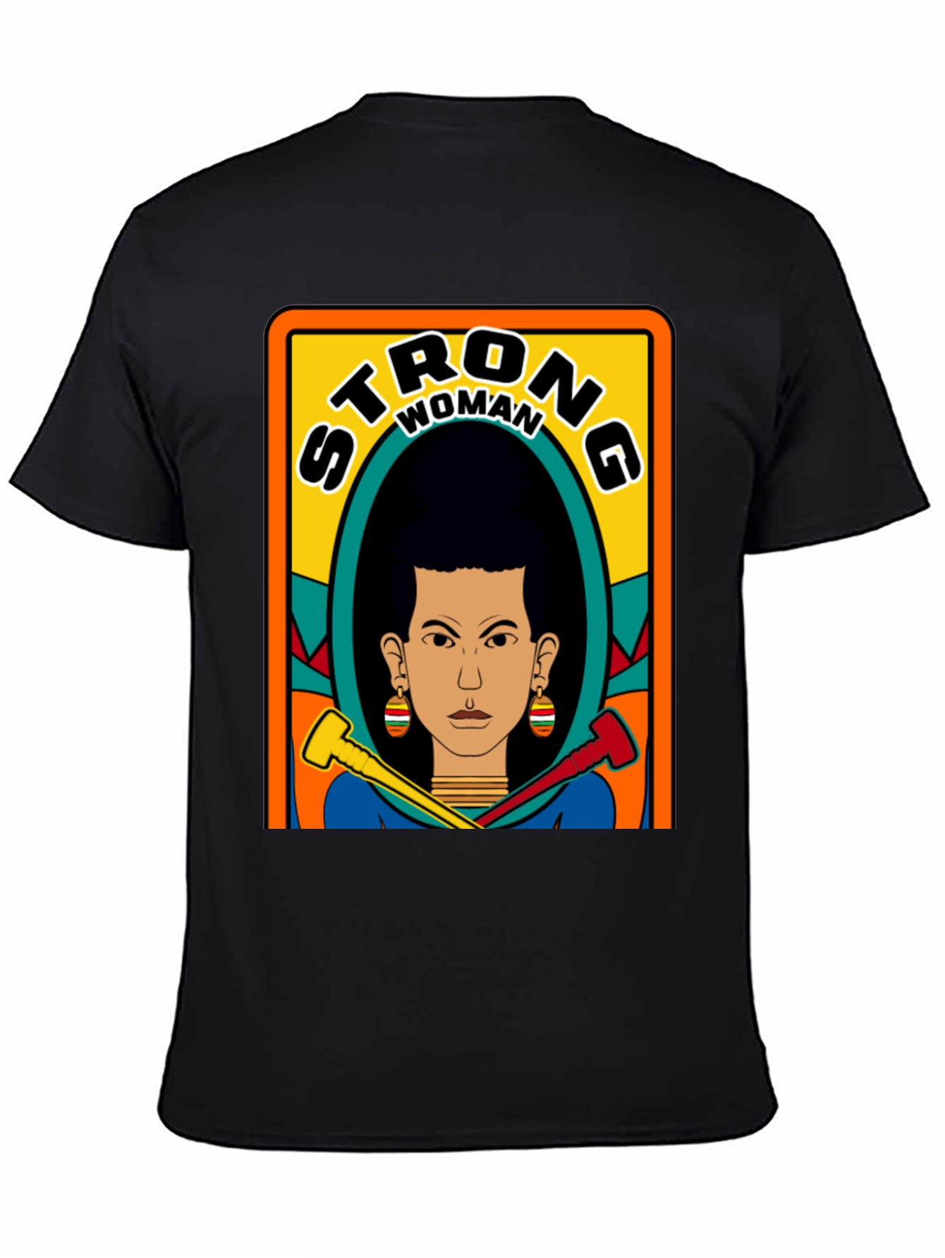 Black Strong Woman Graphic Tee - Black view 4