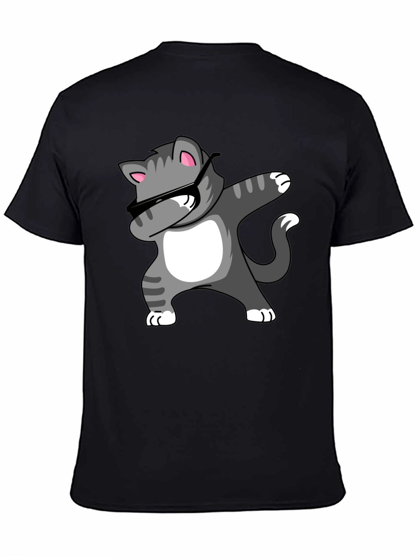 Black Dabbing Cat Graphic Tee - Black T-Shirt view 4