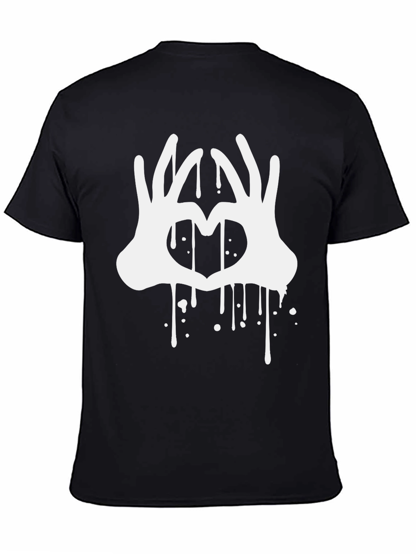 Black Heart Hands Drip Graphic Black T-Shirt view 4