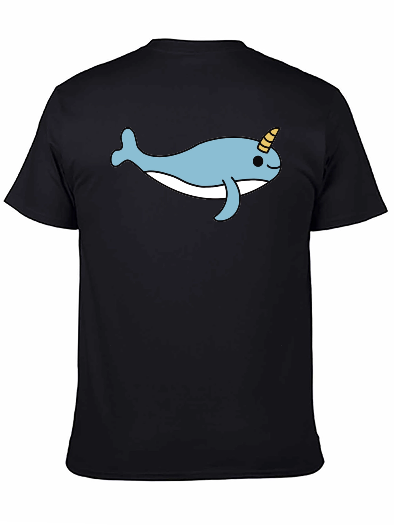 Black Cute Narwhal T-Shirt - Black Cotton Blend Tee view 4