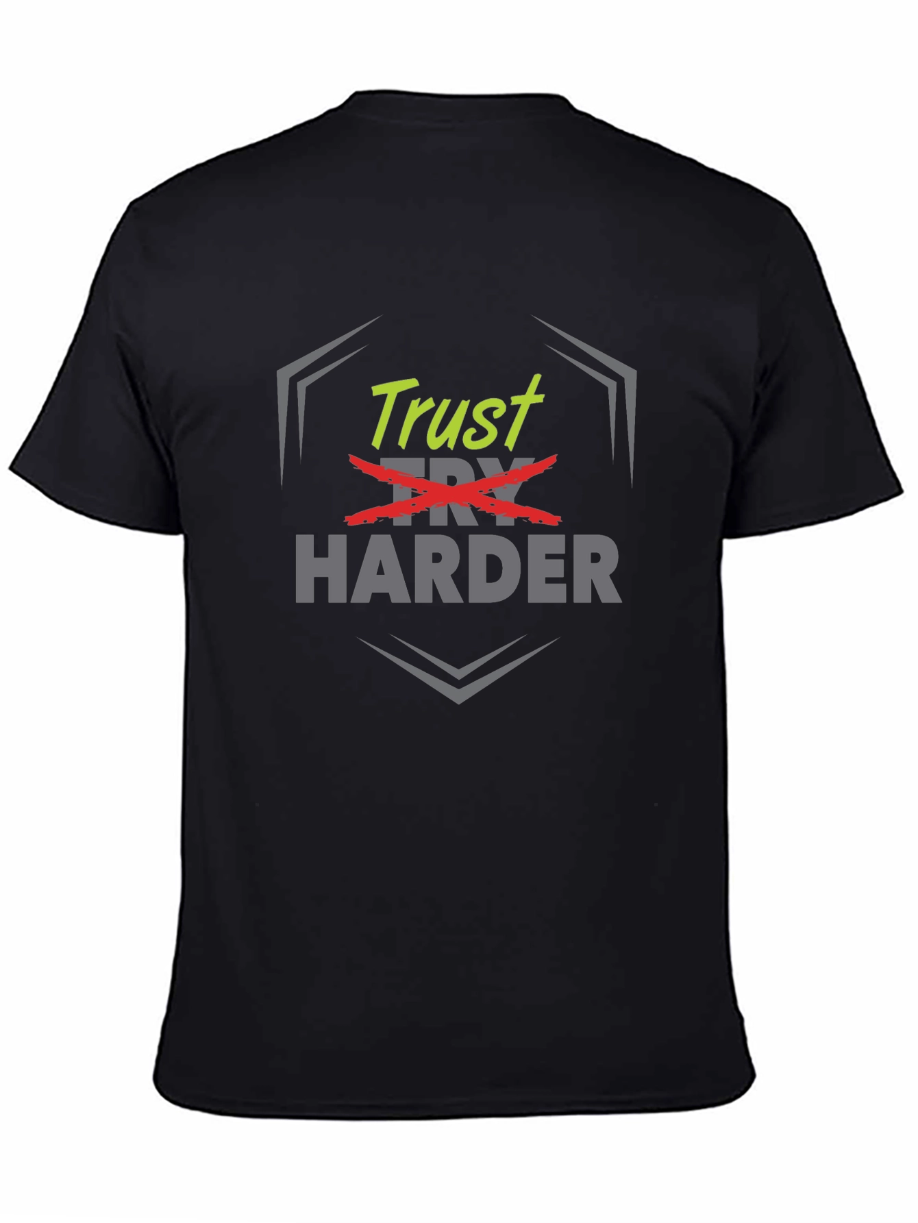 Black Trust Try Harder Black Graphic T-Shirt view 4