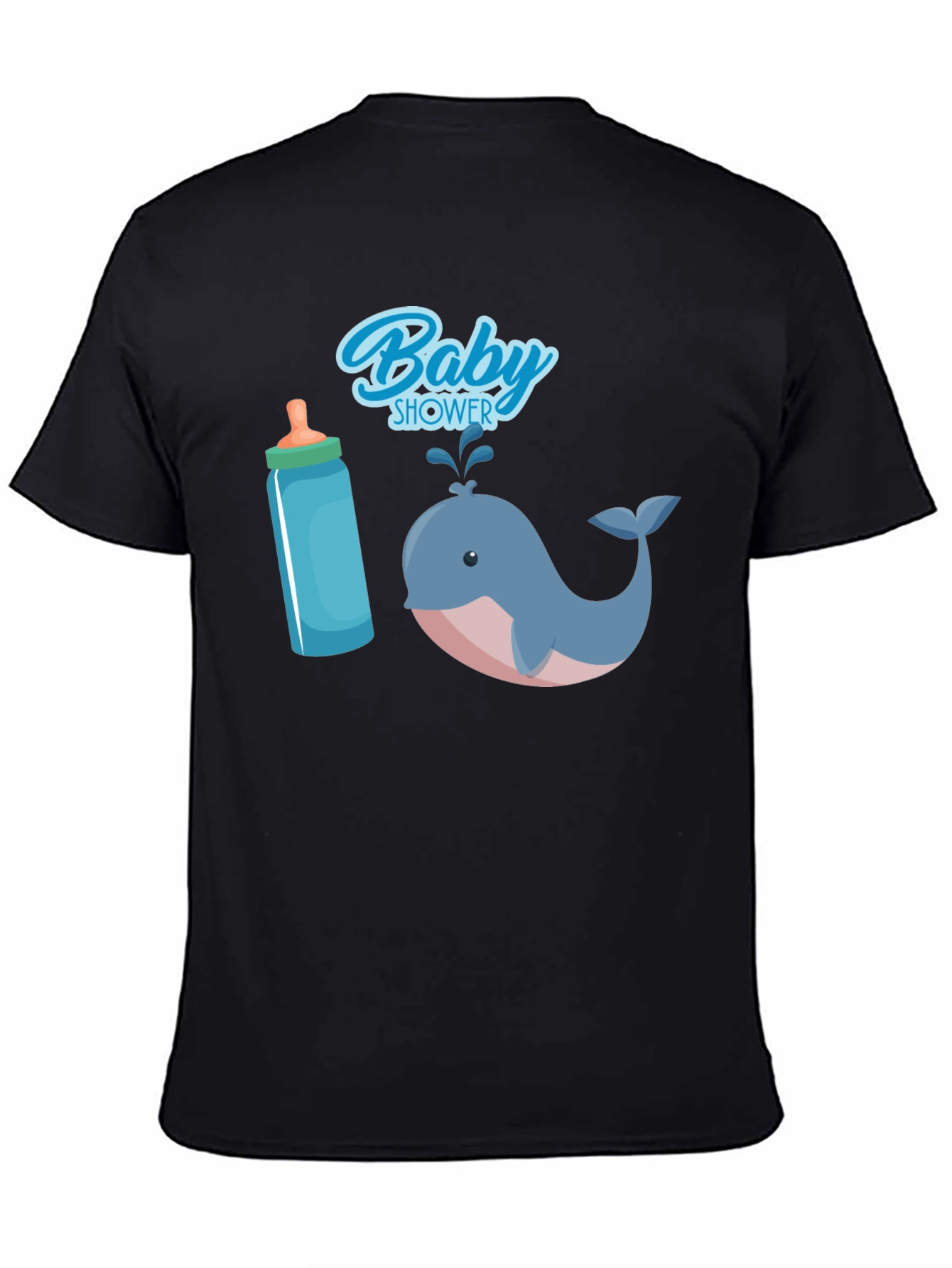 Black Baby Shower Whale T-Shirt view 4