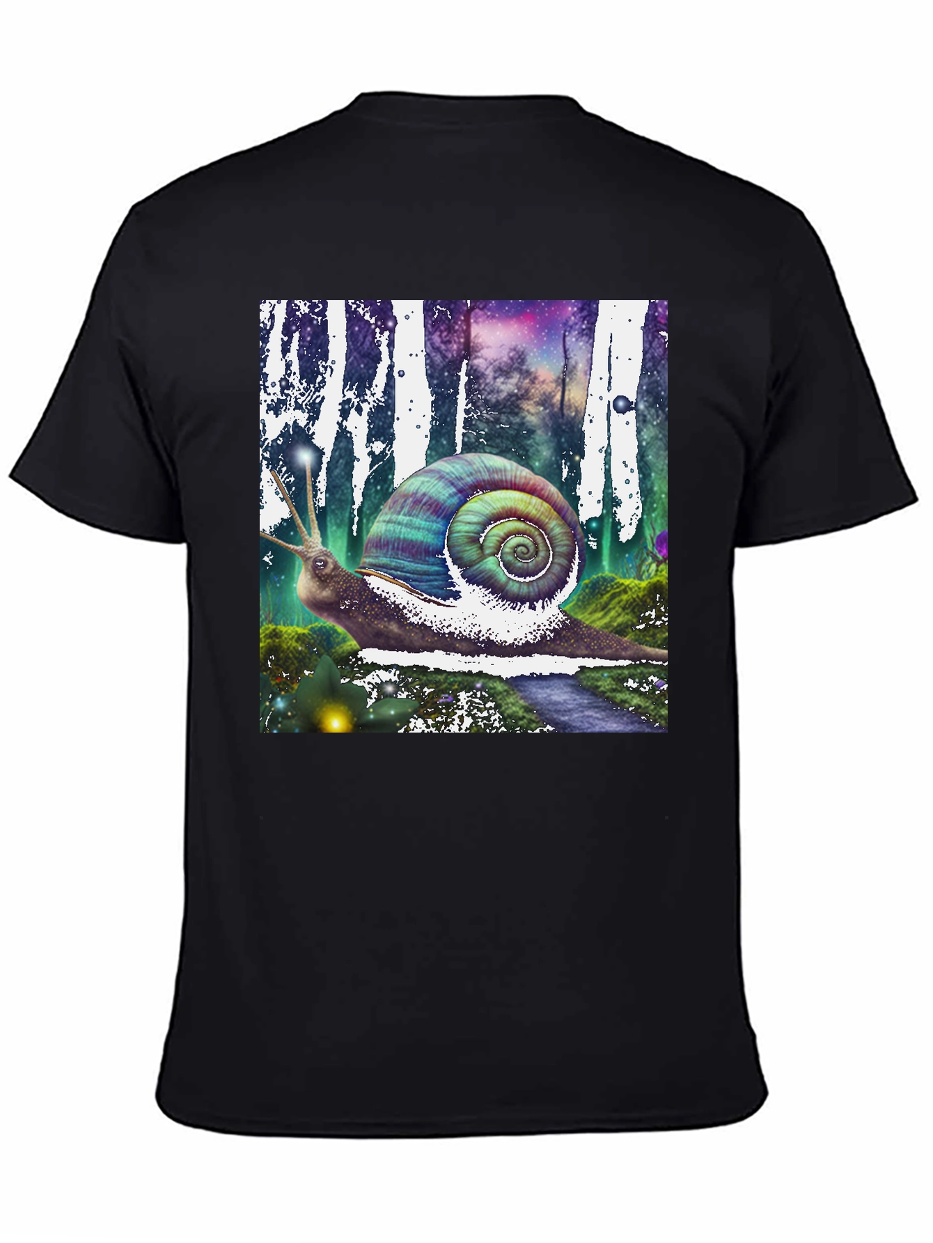 Black Fantasy Snail Graphic Tee - Unique Design view 4