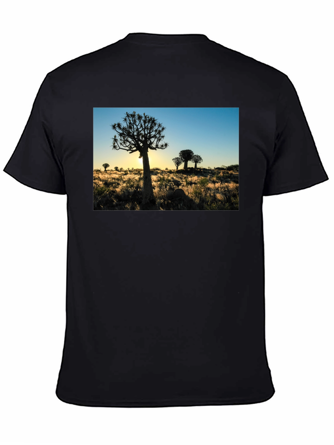 Black Silhouetted Tree Graphic Tee - Black Cotton Blend view 4
