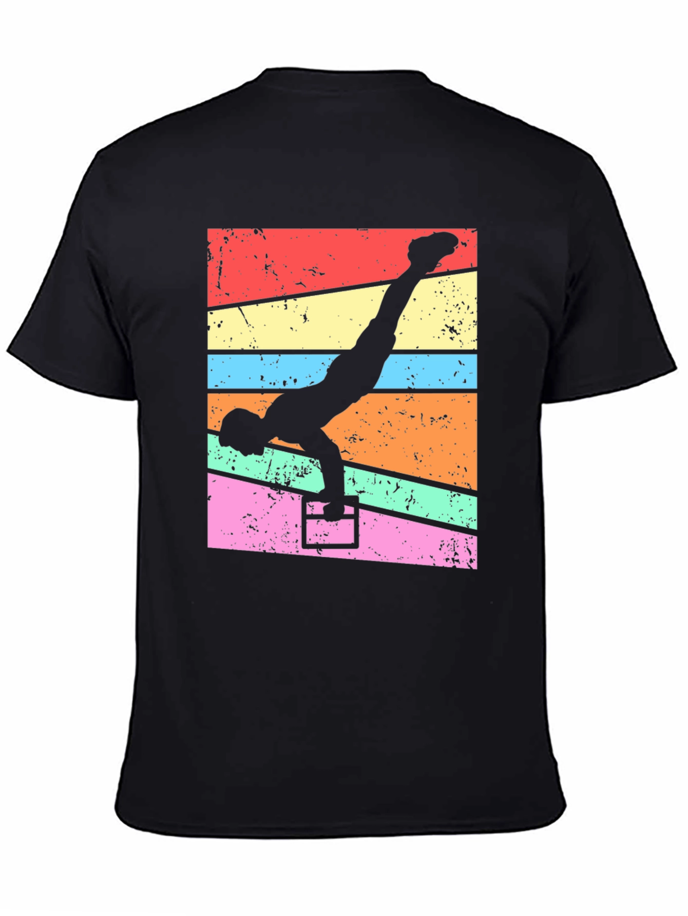 Black Gymnast Handstand T-Shirt - Retro Fitness Tee view 4
