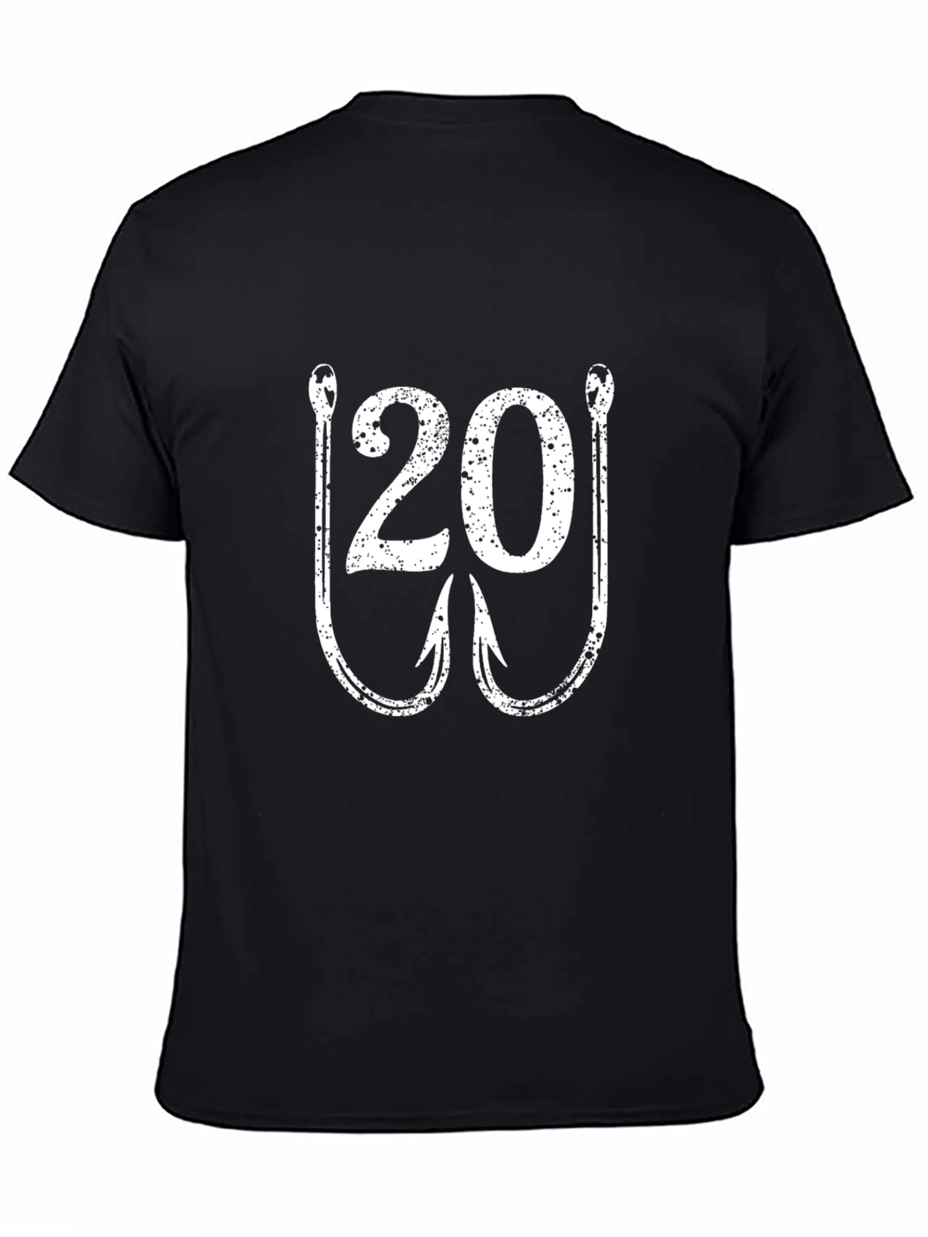 Black Fishing Hook 20 T-Shirt - Black Graphic Tee view 4