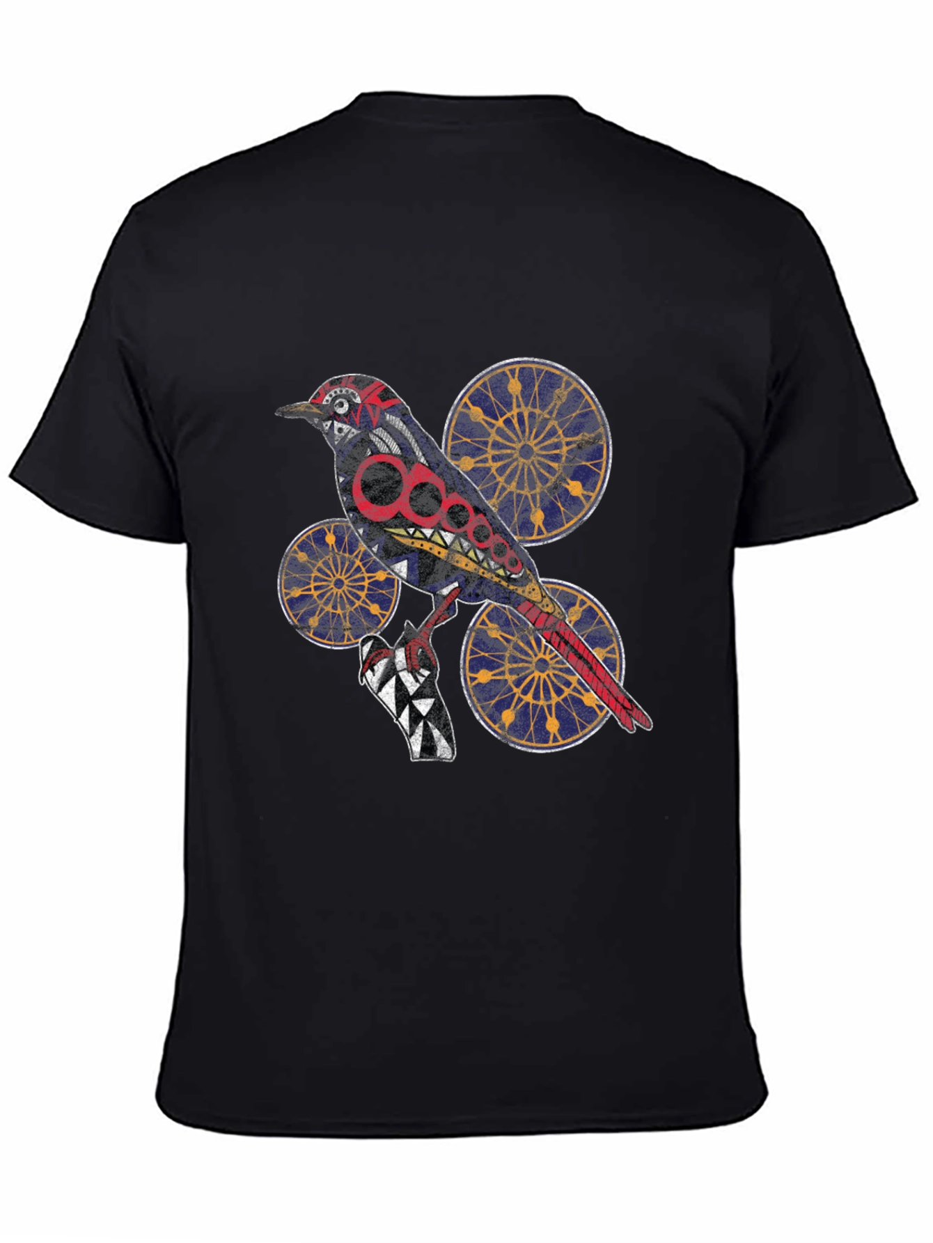 Black Graphic Bird Print T-Shirt - Unique Artistic Design view 4