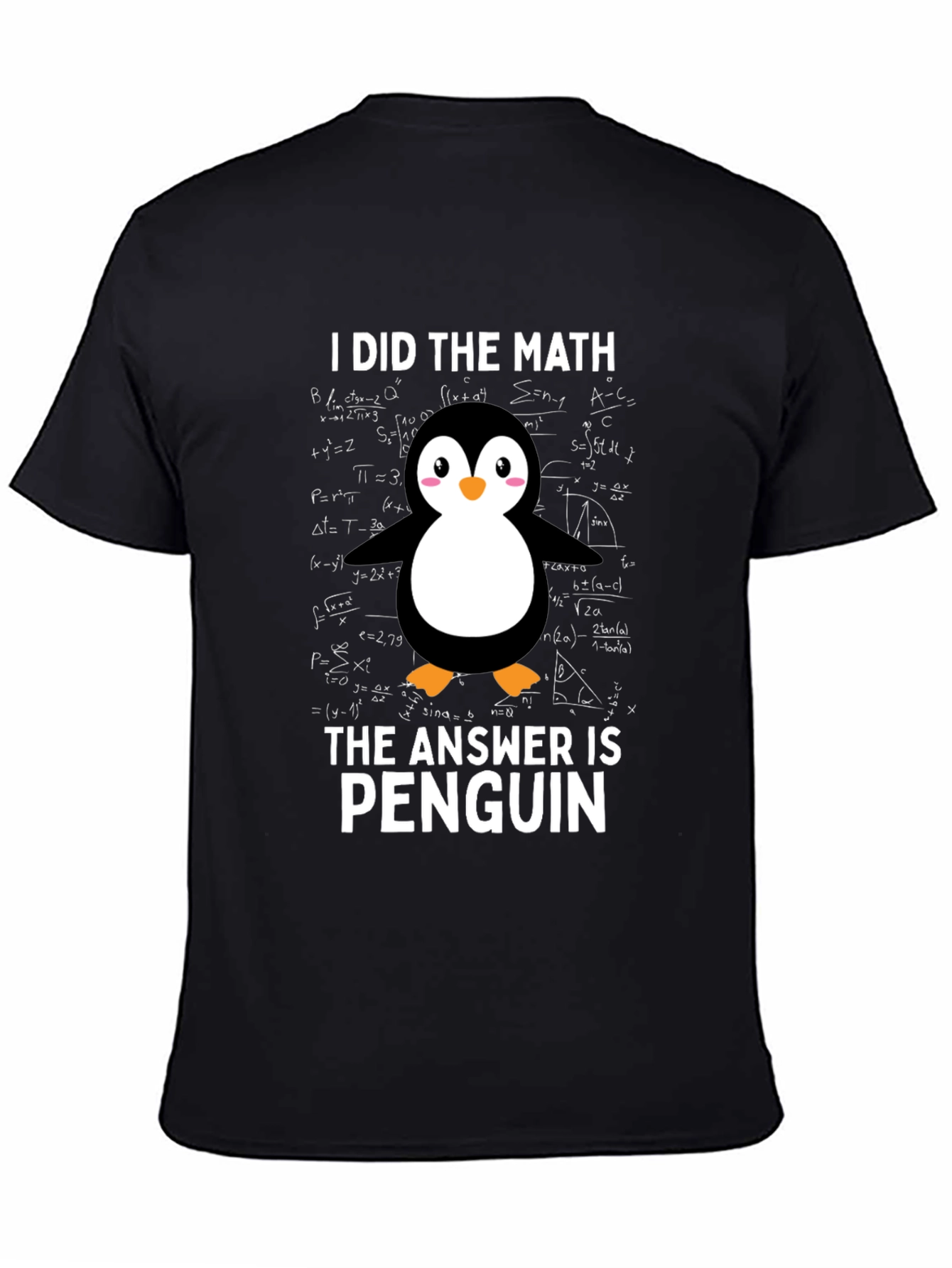 Black Funny Math Penguin T-Shirt view 4