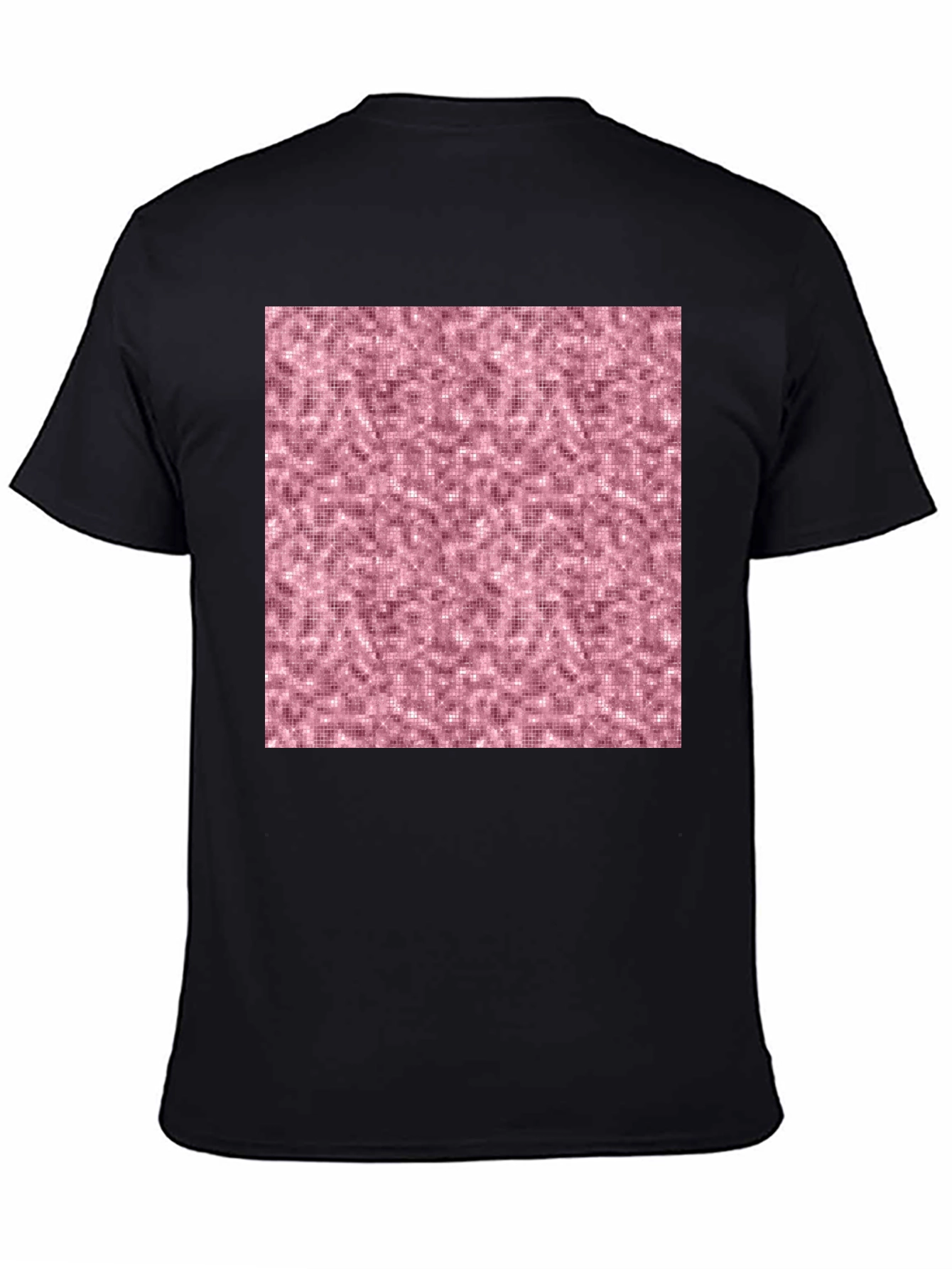 Black Stylish Black T-Shirt with Abstract Pink Pattern view 4