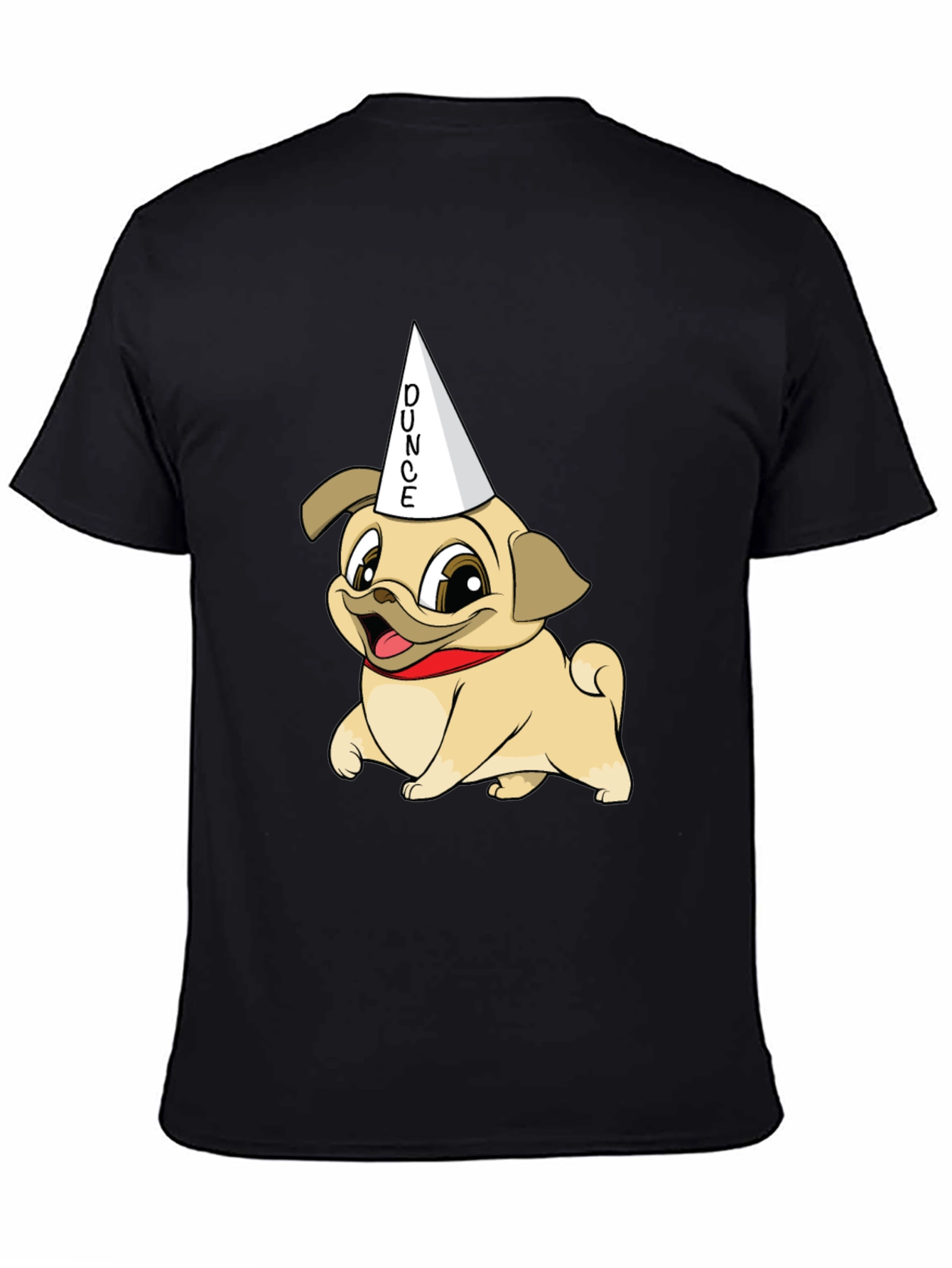 Black Dunce Pug Graphic Tee - Funny Dog Shirt view 4