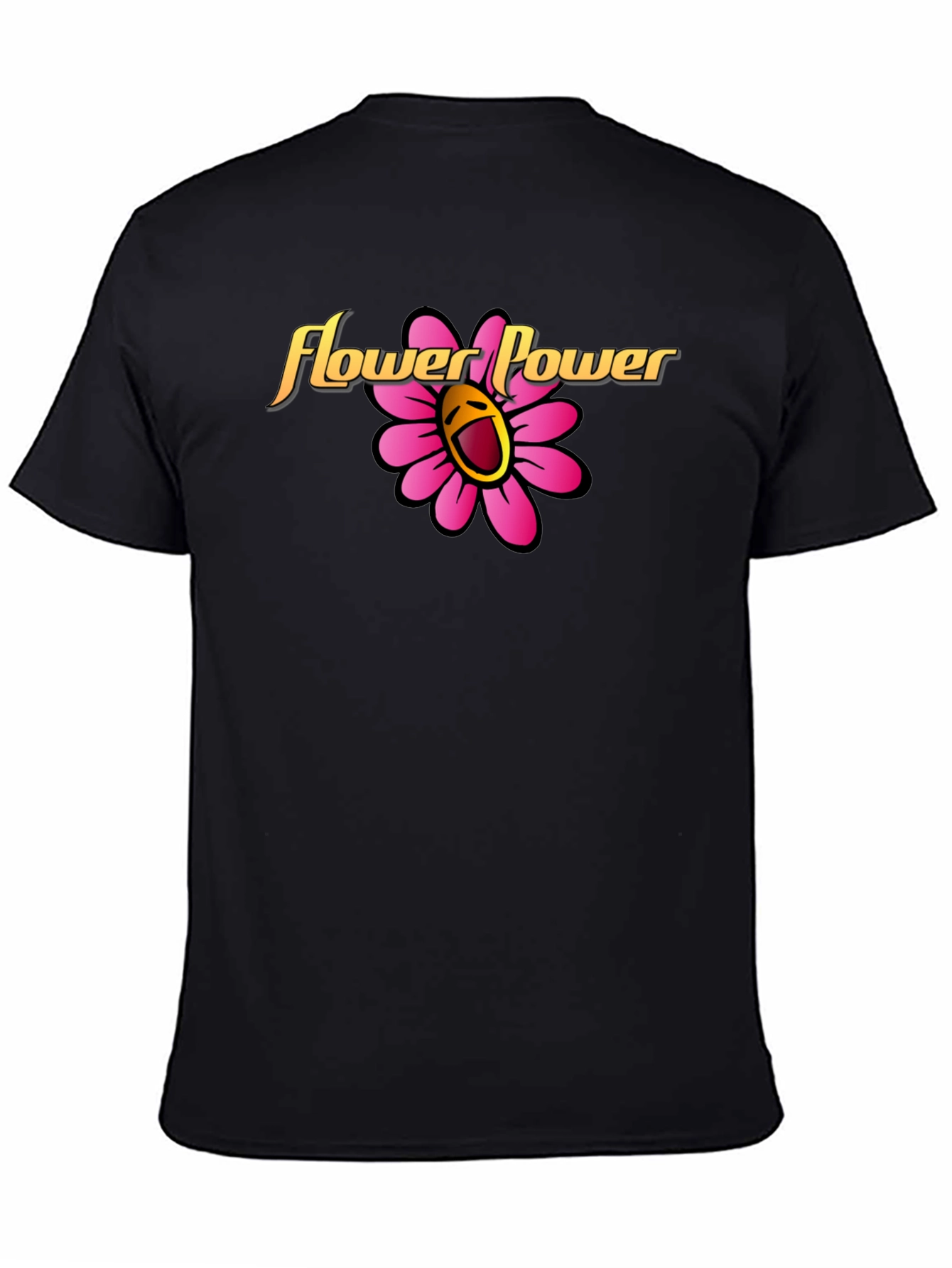 Black Flower Power Graphic Tee - Black Cotton Shirt view 4