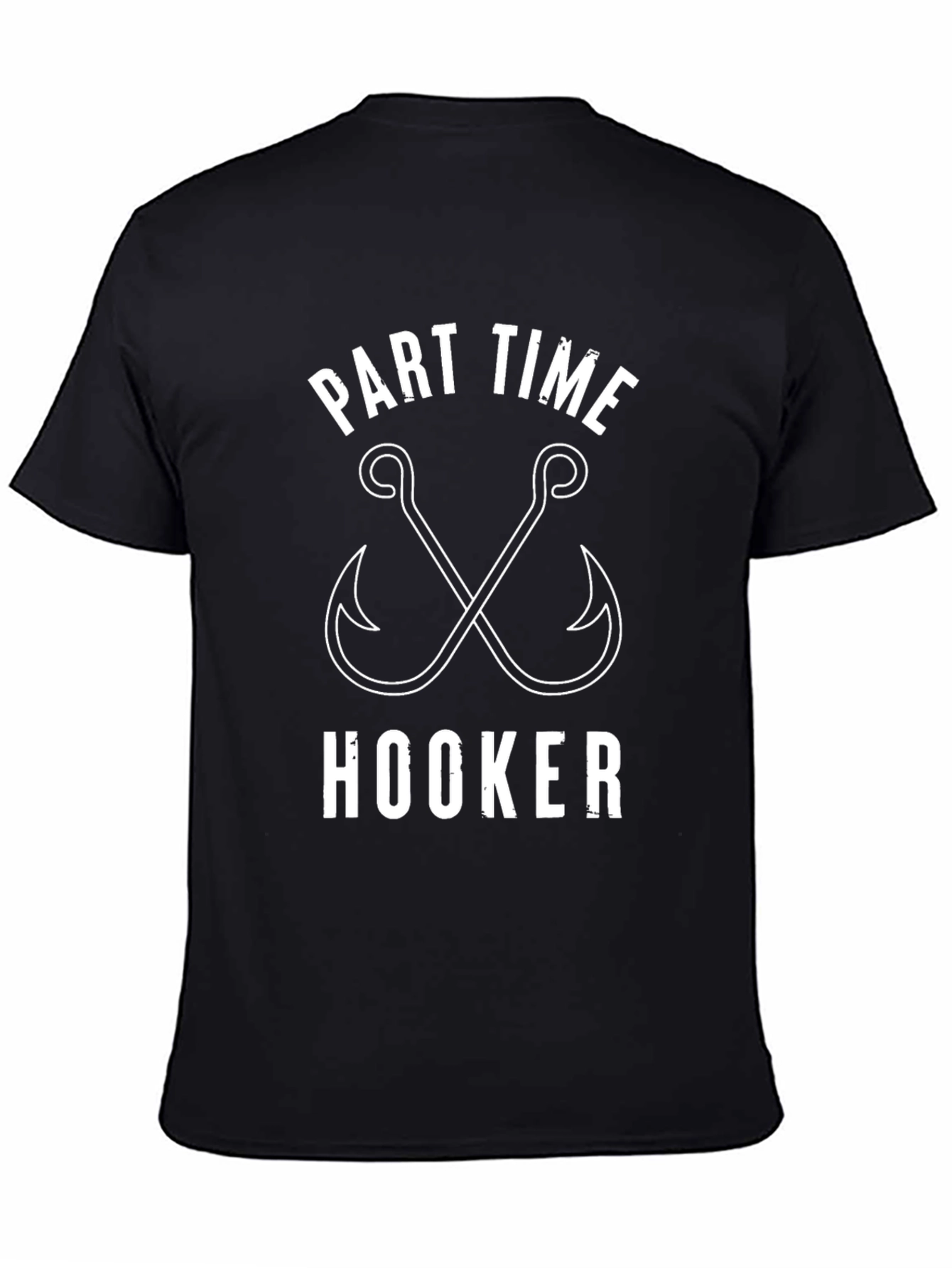 Black Part Time Hooker Fishing T-Shirt - Humor Apparel view 4