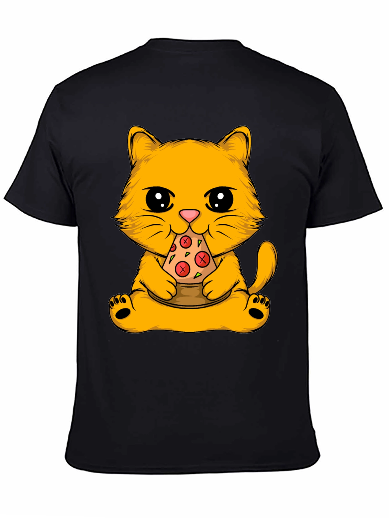 Black Cat Eating Pizza Graphic Tee view 4