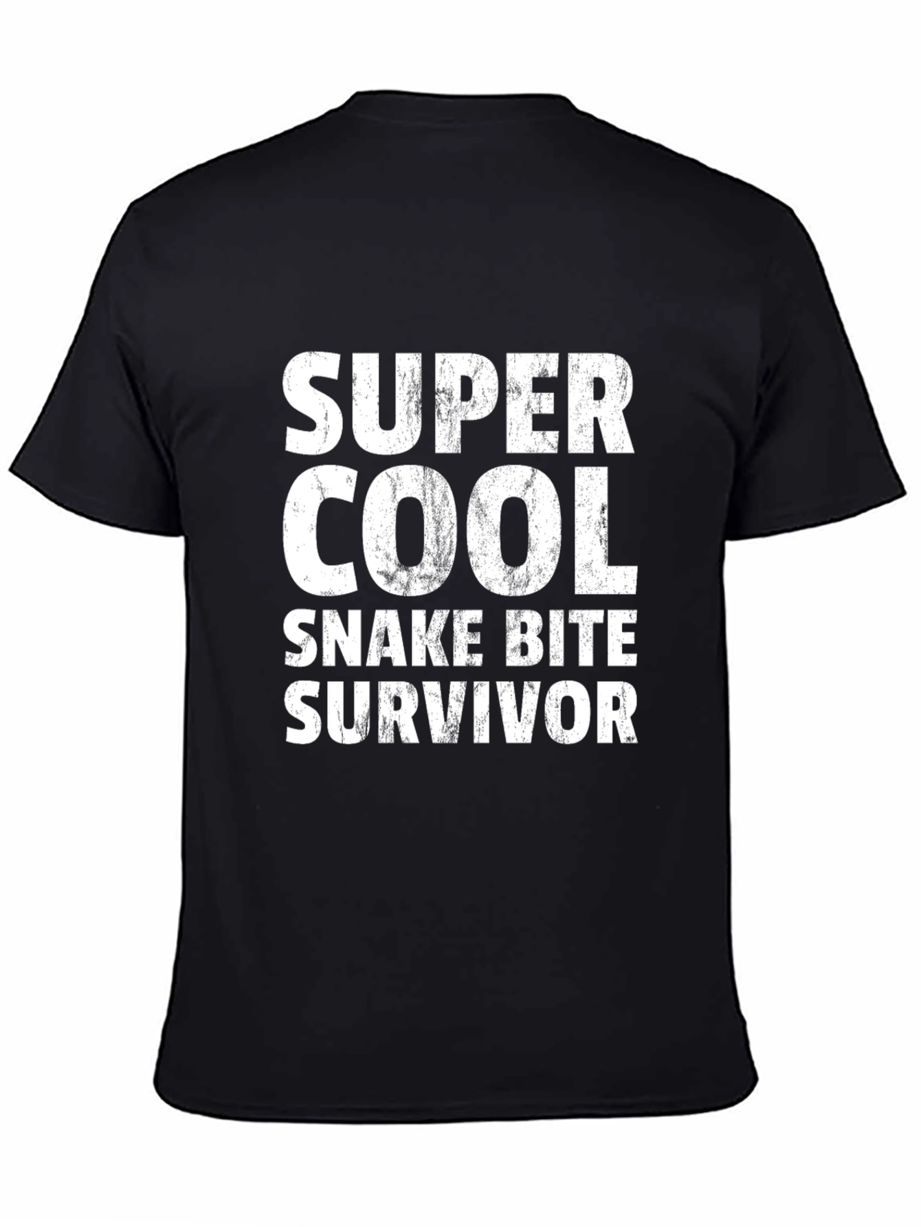 Black Super Cool Snake Bite Survivor Black T-Shirt view 4