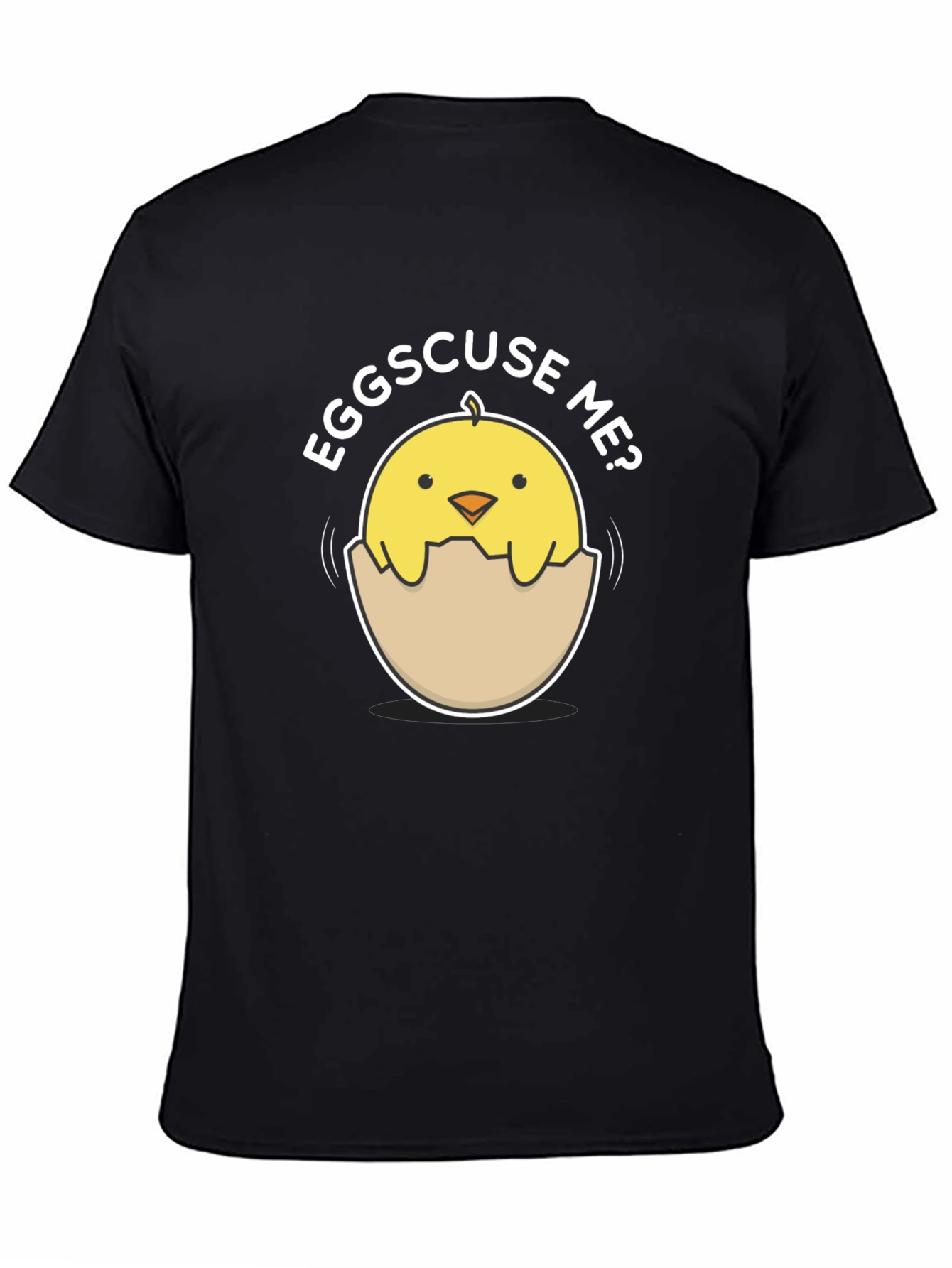 Black Funny Eggscuse Me Chick T-Shirt view 4