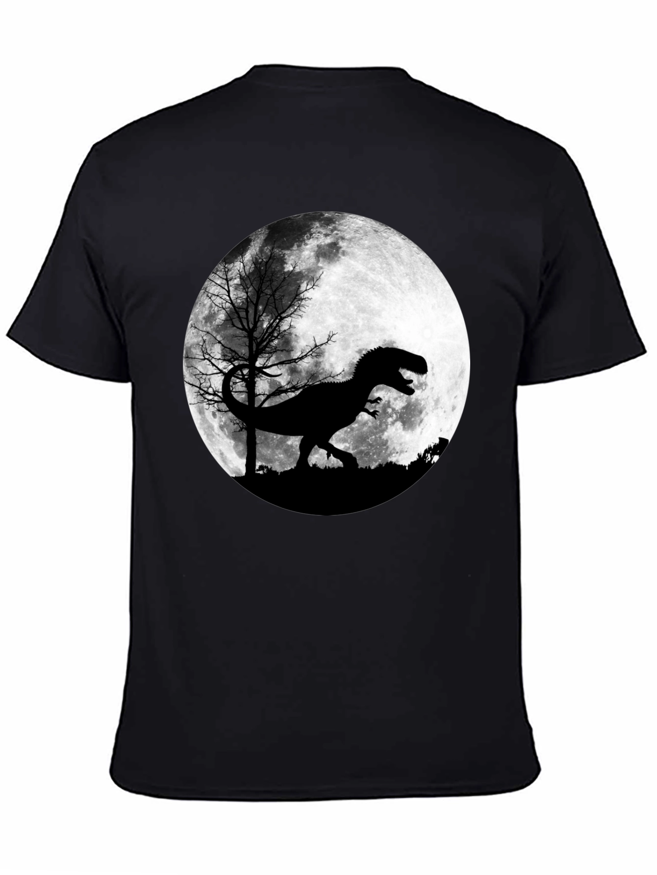 Black Dinosaur Moon Graphic T-Shirt view 4